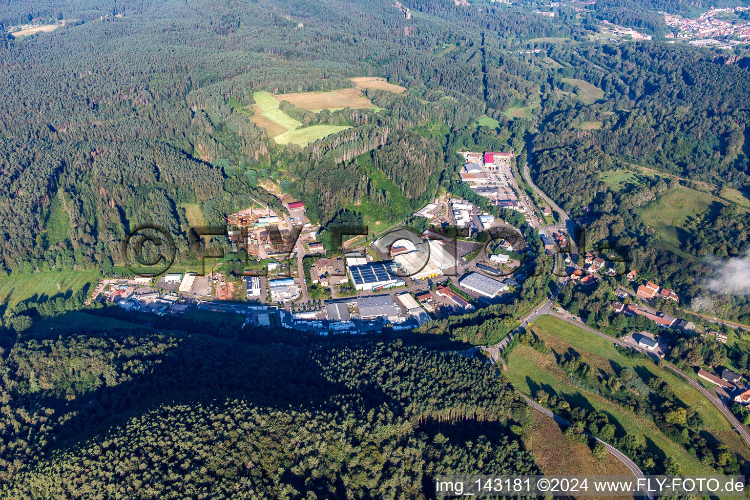 Vue oblique de Zone industrielle de Reichenbach à Dahn dans le département Rhénanie-Palatinat, Allemagne