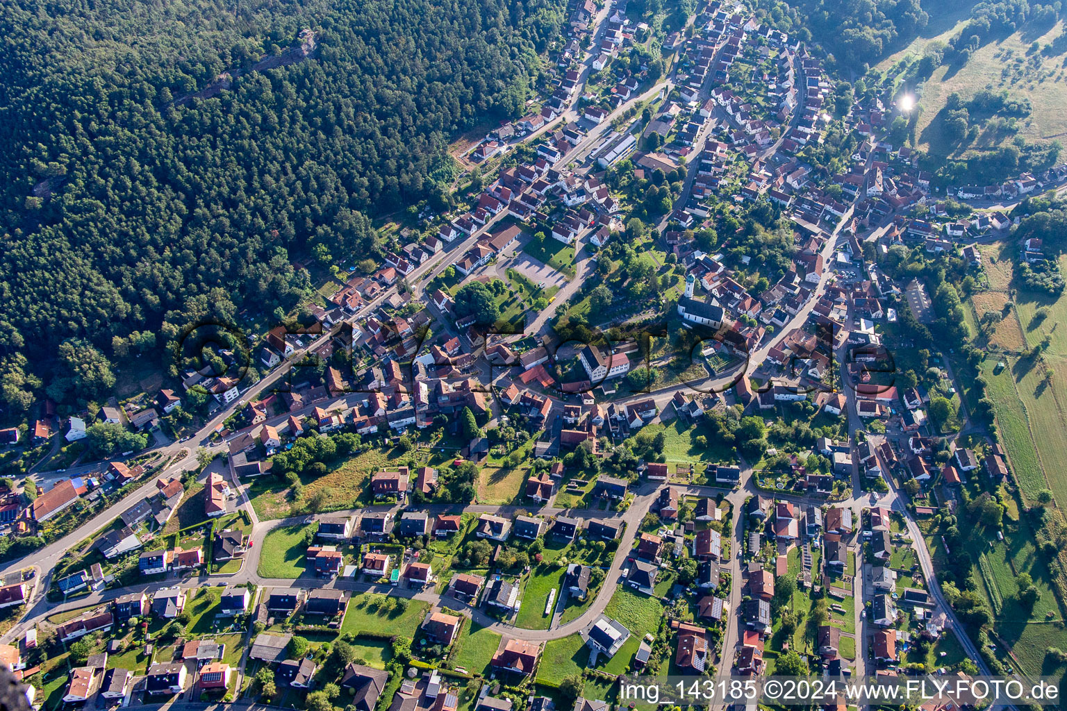 Busenberg dans le département Rhénanie-Palatinat, Allemagne vu d'un drone