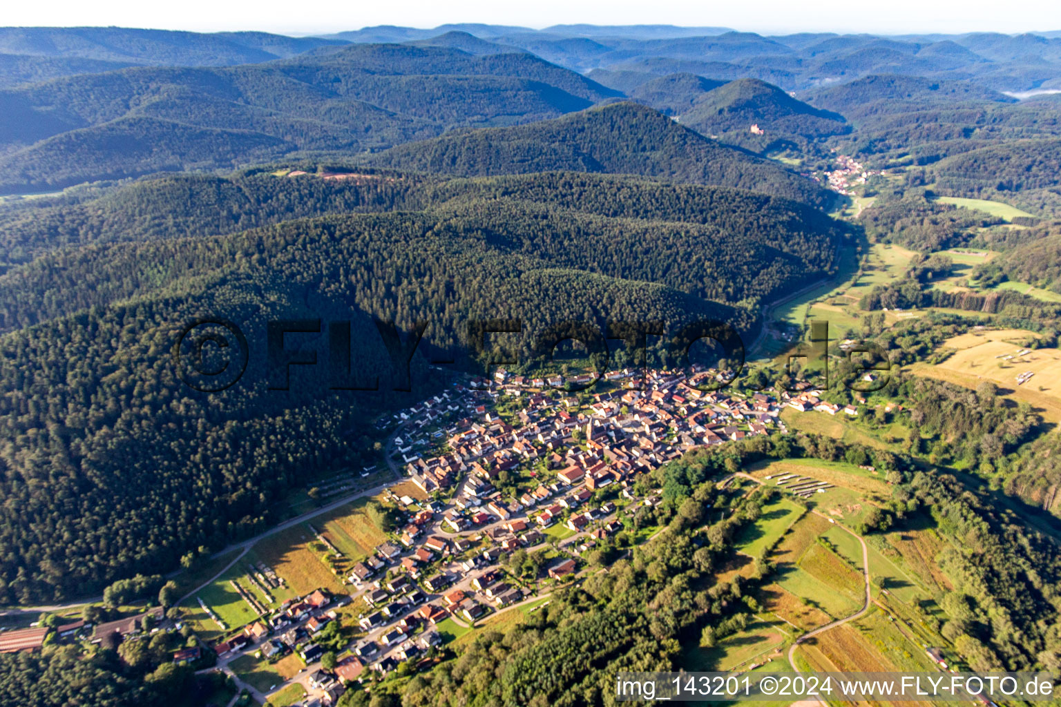 Vue oblique de Vorderweidenthal dans le département Rhénanie-Palatinat, Allemagne