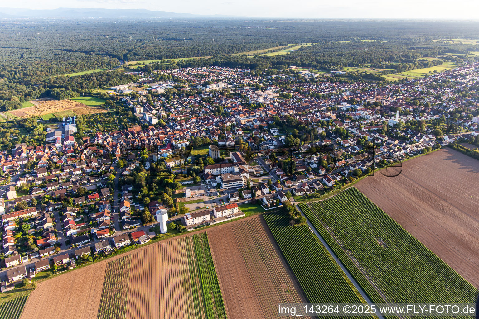 Vue aérienne de Ville du nord avec l'hôpital Asklepios Südpfalzkliniken à Kandel dans le département Rhénanie-Palatinat, Allemagne