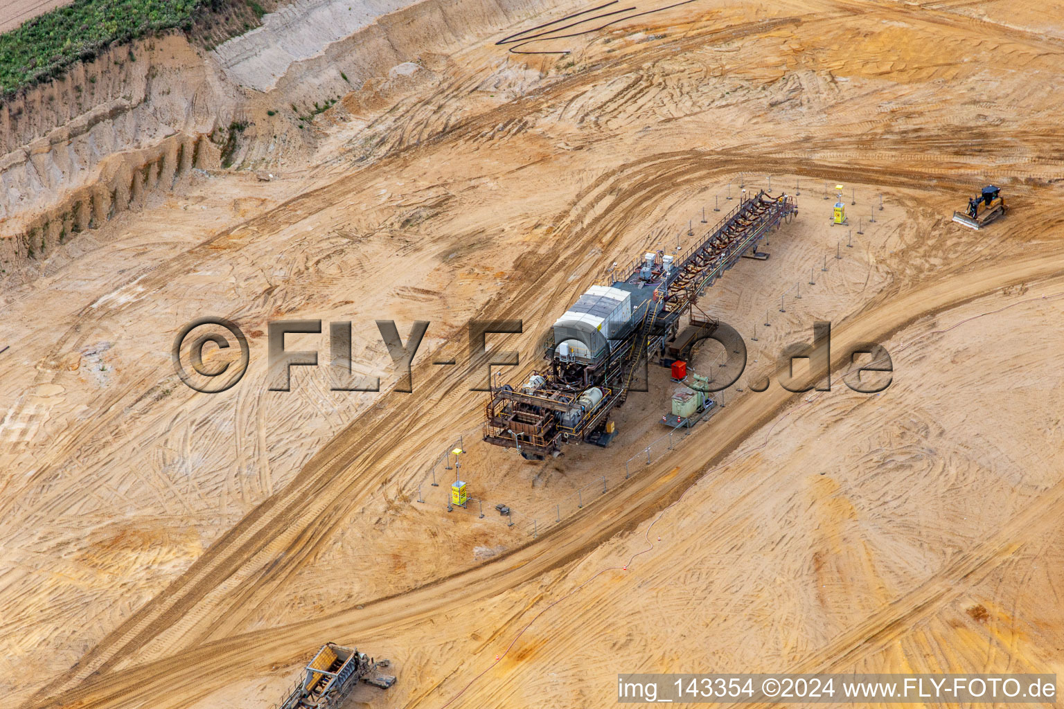 Vue aérienne de Partie d'un tapis roulant dans la mine de lignite à ciel ouvert de Garzweiler à le quartier Immerath in Erkelenz dans le département Rhénanie du Nord-Westphalie, Allemagne