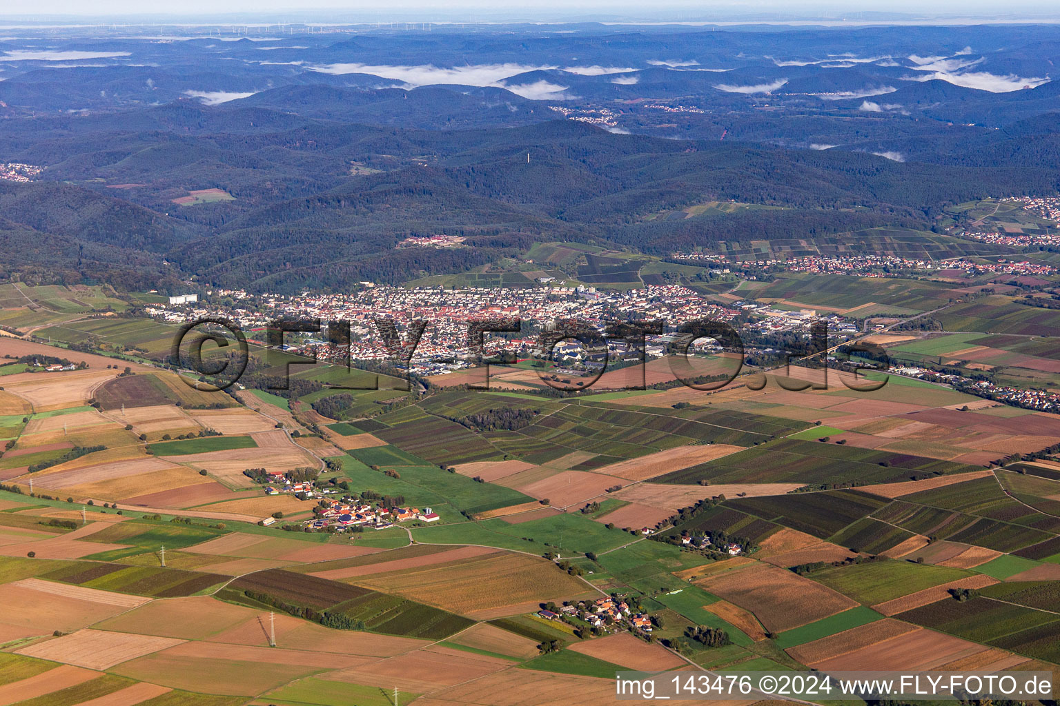 Vue aérienne de Du sud-est à Bad Bergzabern dans le département Rhénanie-Palatinat, Allemagne