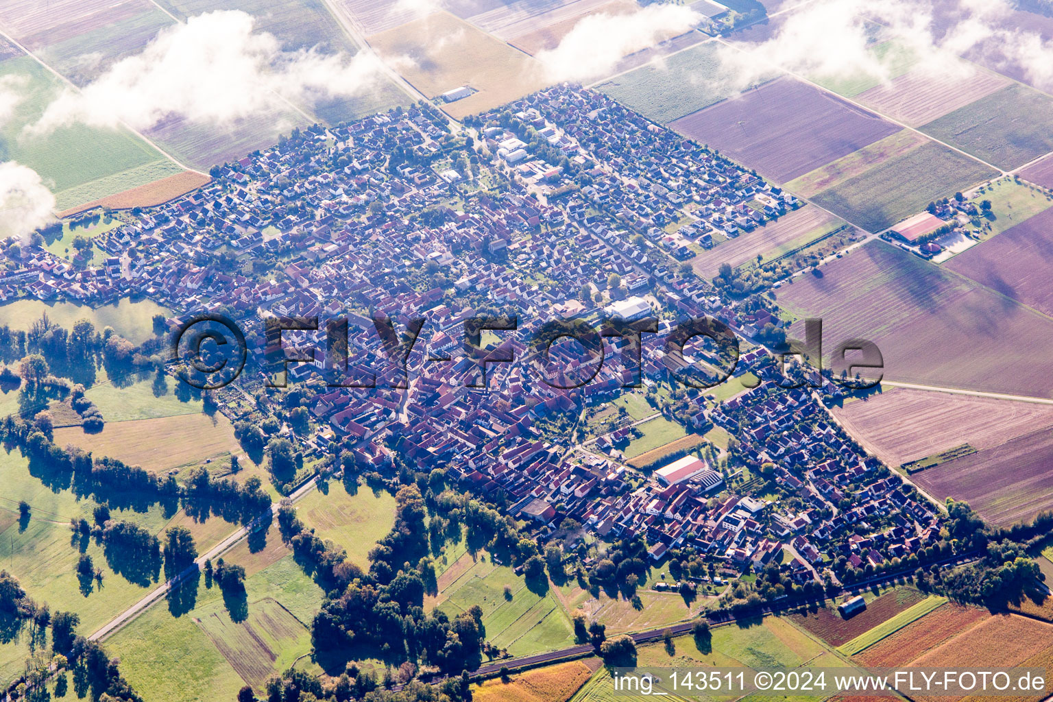 Vue aérienne de Du nord-ouest à Steinweiler dans le département Rhénanie-Palatinat, Allemagne