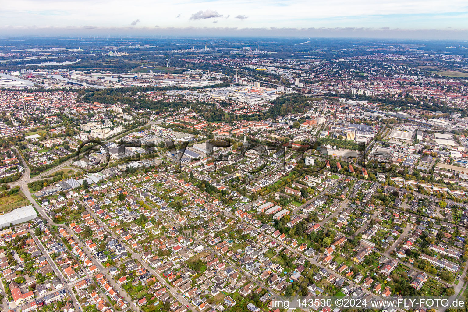 Quartier Grünwinkel in Karlsruhe dans le département Bade-Wurtemberg, Allemagne vue d'en haut