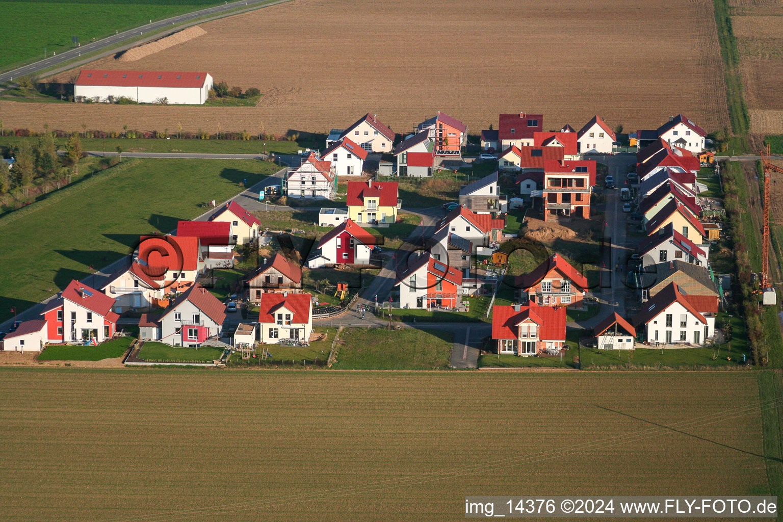 Steinweiler dans le département Rhénanie-Palatinat, Allemagne depuis l'avion