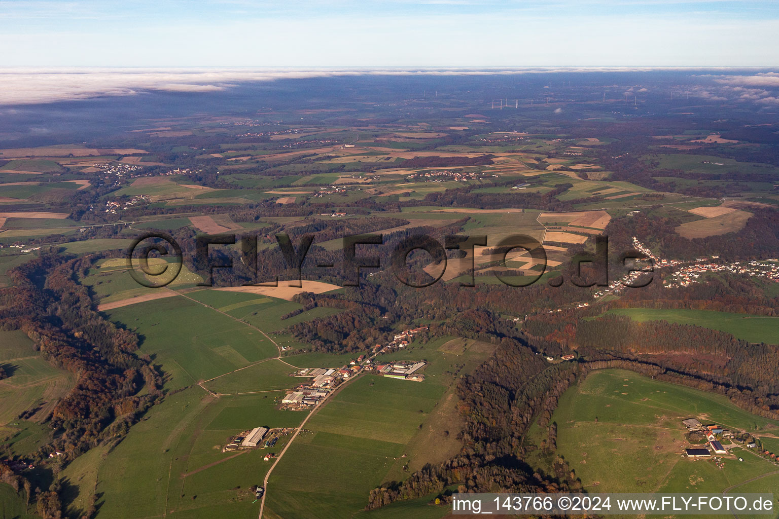 Vue aérienne de Kapellenhof à Hottviller dans le département Moselle, France
