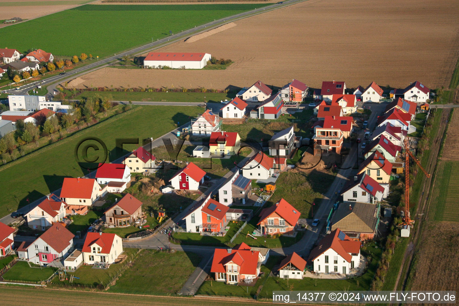 Vue d'oiseau de Steinweiler dans le département Rhénanie-Palatinat, Allemagne