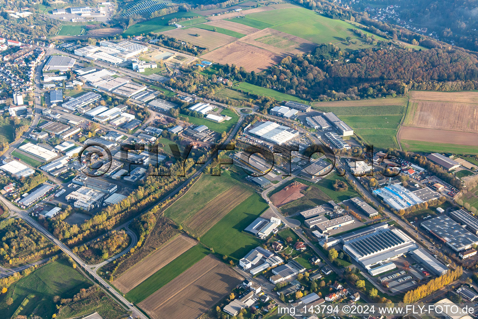 Vue aérienne de Zone industrielle Blocksbergstraße et Rheinstr à Pirmasens dans le département Rhénanie-Palatinat, Allemagne