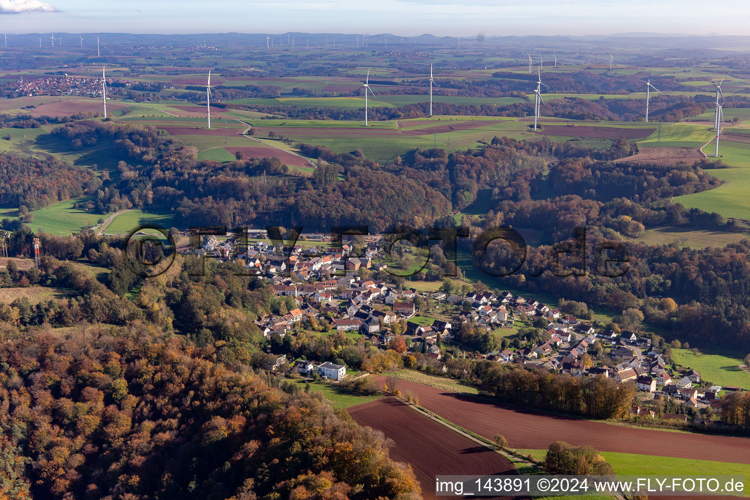 Vue aérienne de Lambsborn dans le département Rhénanie-Palatinat, Allemagne