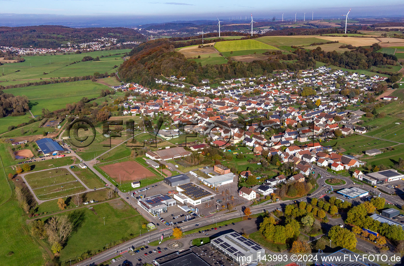 Vue aérienne de Du sud-ouest à le quartier Webenheim in Blieskastel dans le département Sarre, Allemagne