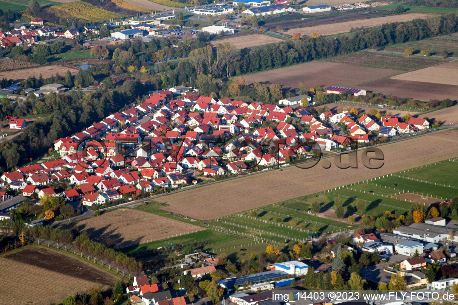 Vue aérienne de Est à le quartier Herxheim in Herxheim bei Landau dans le département Rhénanie-Palatinat, Allemagne