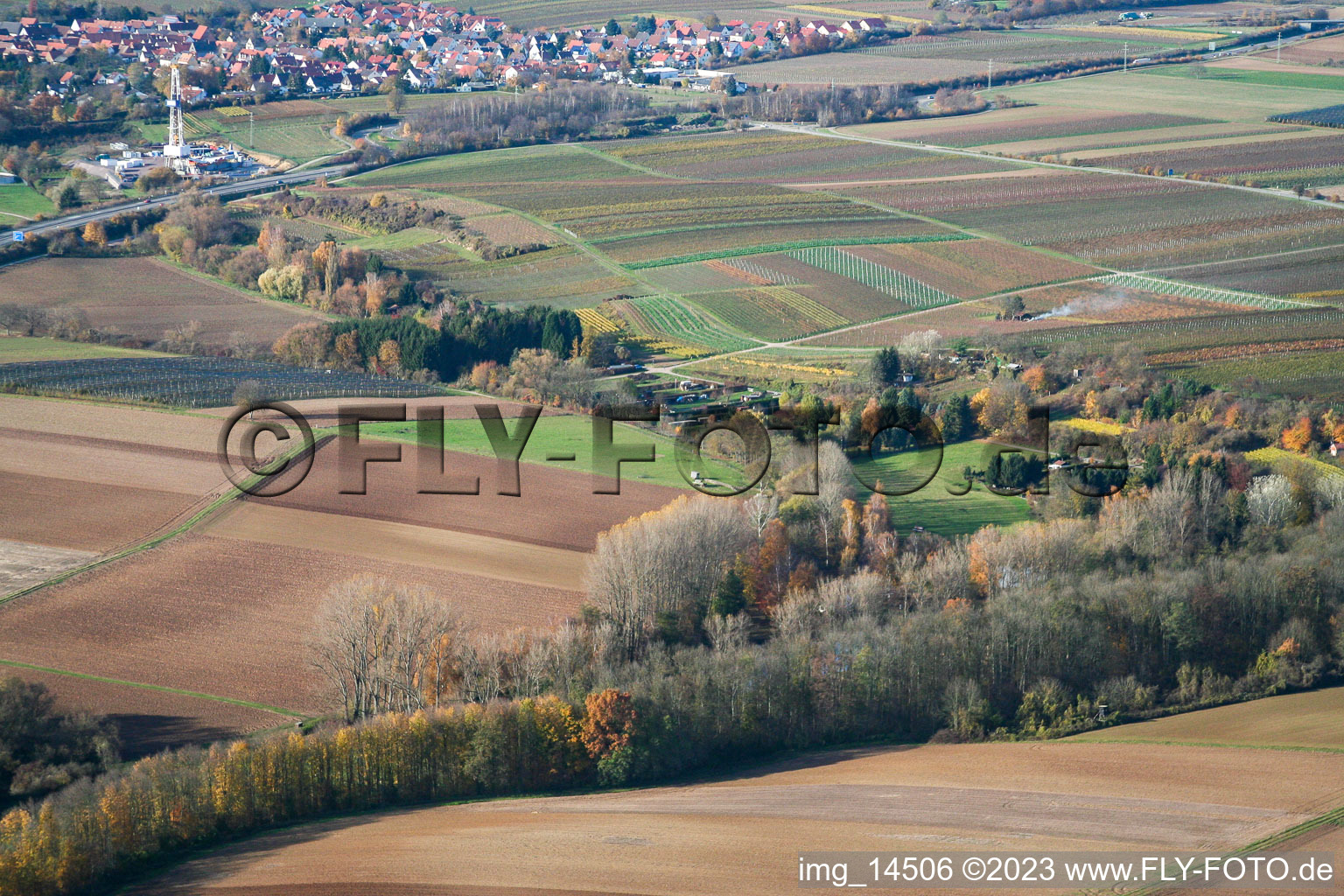 Vue aérienne de À la cabane du pêcheur à Insheim dans le département Rhénanie-Palatinat, Allemagne