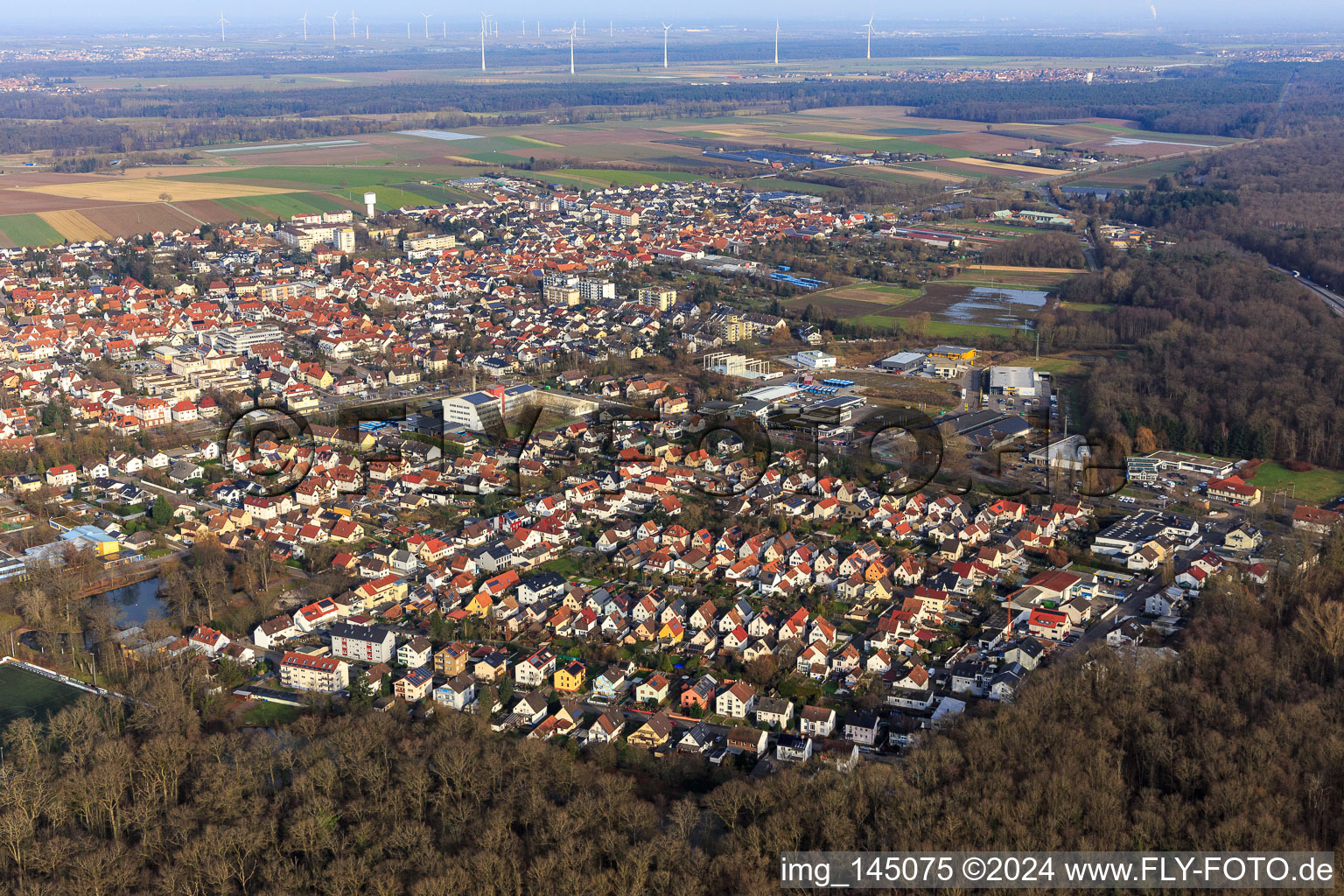 Vue aérienne de Cité-jardin vue du sud-ouest à Kandel dans le département Rhénanie-Palatinat, Allemagne