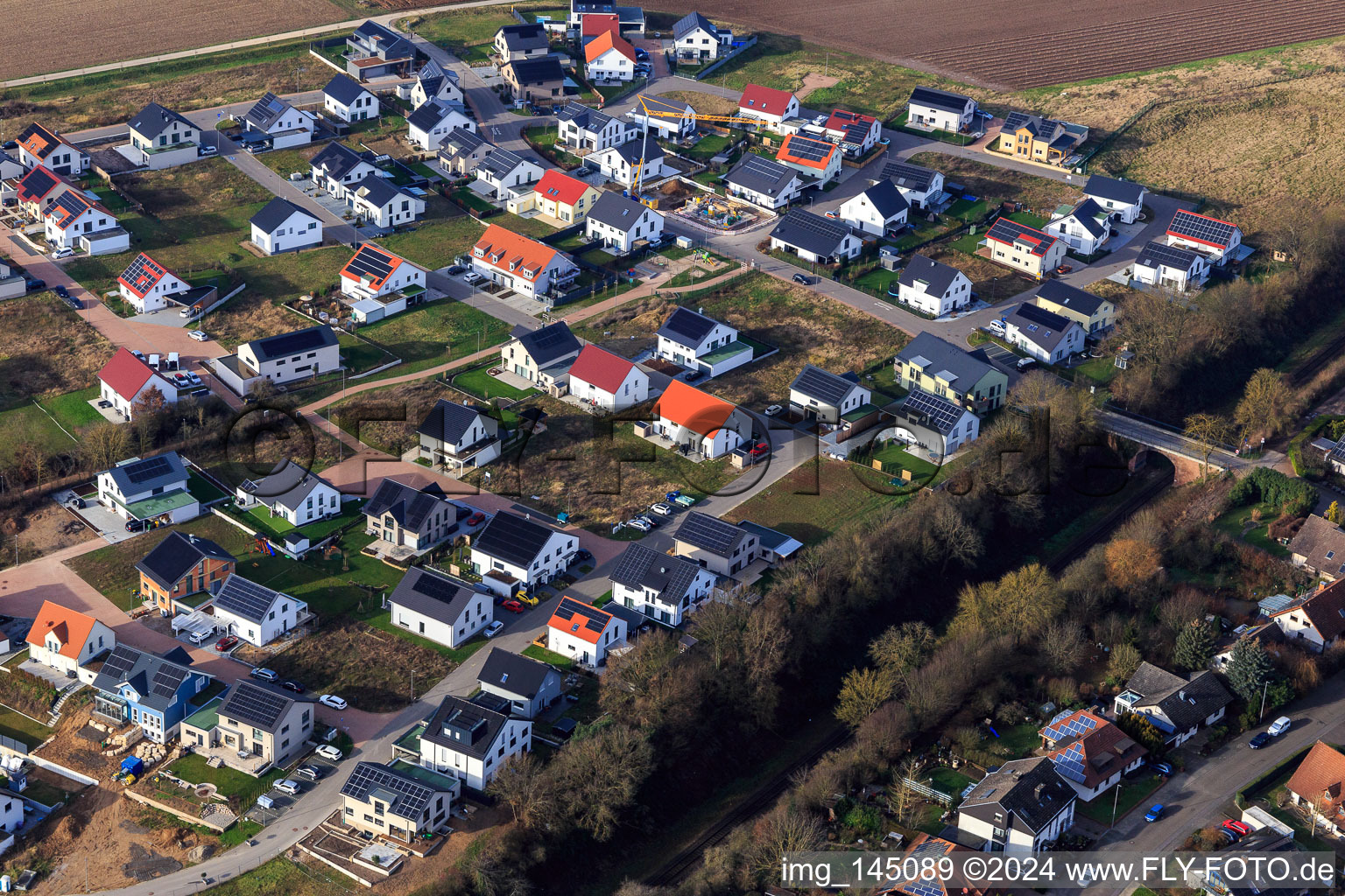 Vue aérienne de Chemin des tulipes, chemin des roses à Kandel dans le département Rhénanie-Palatinat, Allemagne