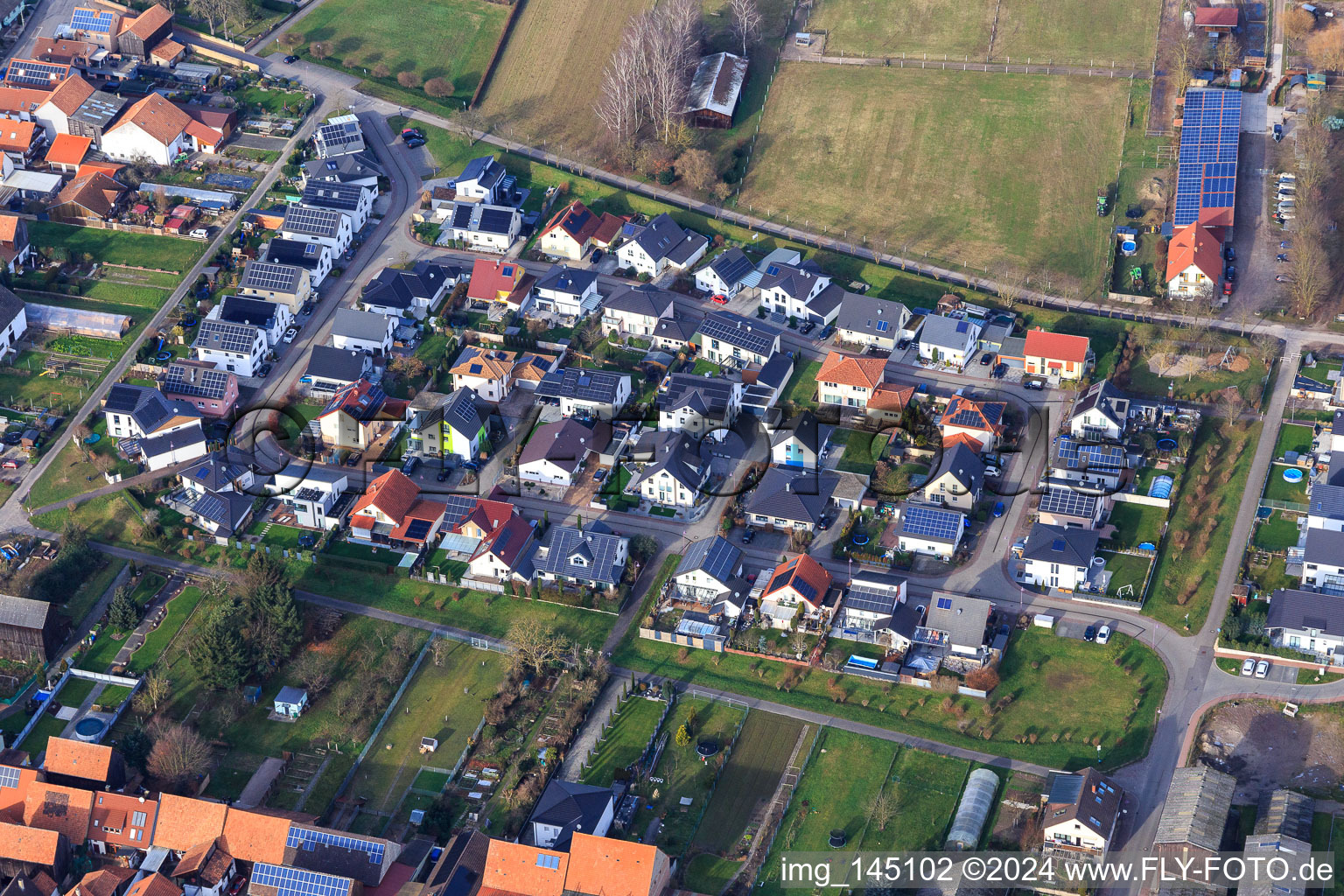Vue aérienne de Nouveau développement à Tabakblatt à Hatzenbühl dans le département Rhénanie-Palatinat, Allemagne