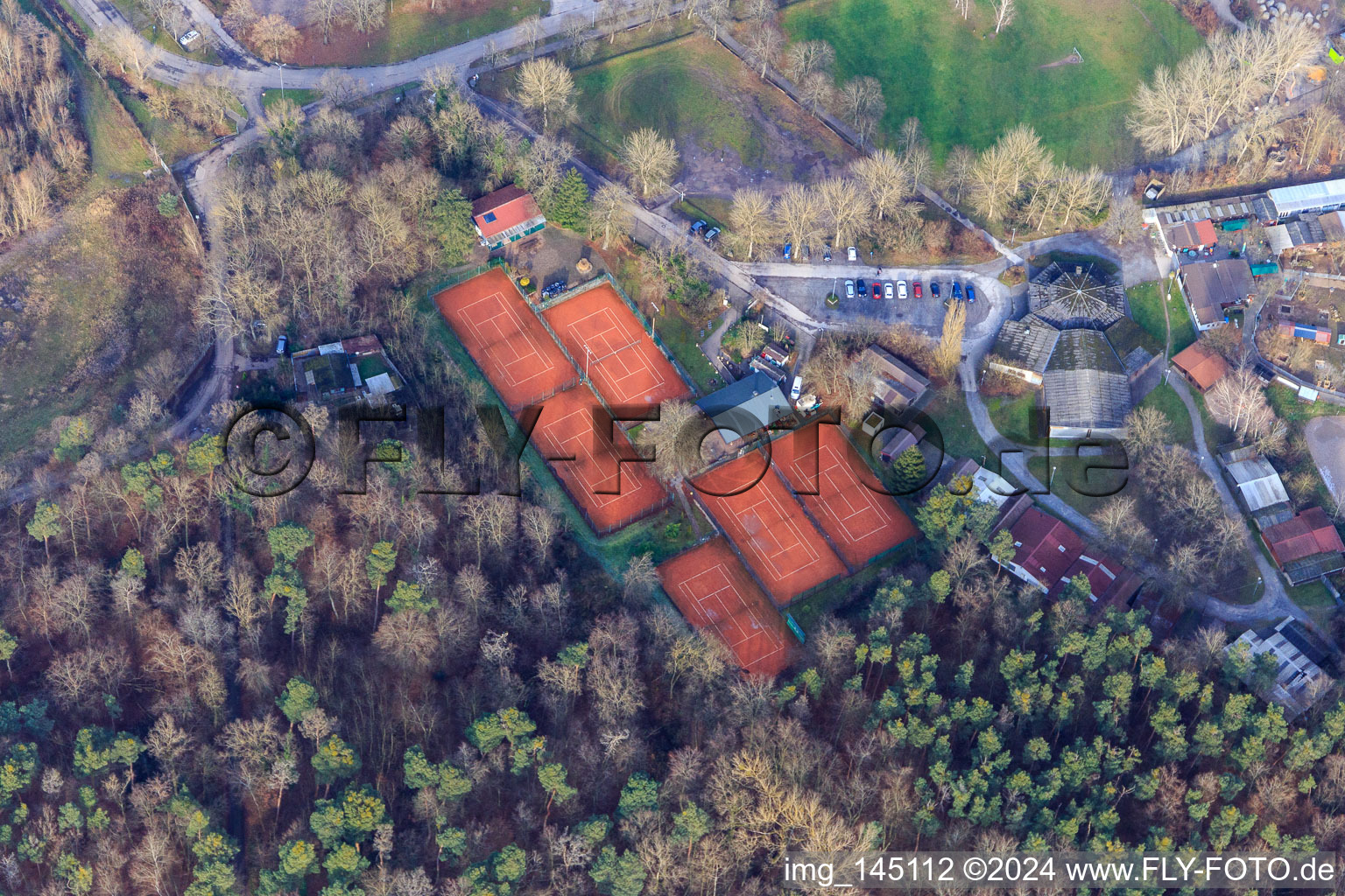 Vue aérienne de Club de tennis à Rülzheim dans le département Rhénanie-Palatinat, Allemagne