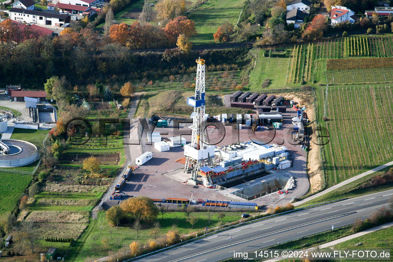 Photographie aérienne de Forage géothermique à Insheim dans le département Rhénanie-Palatinat, Allemagne