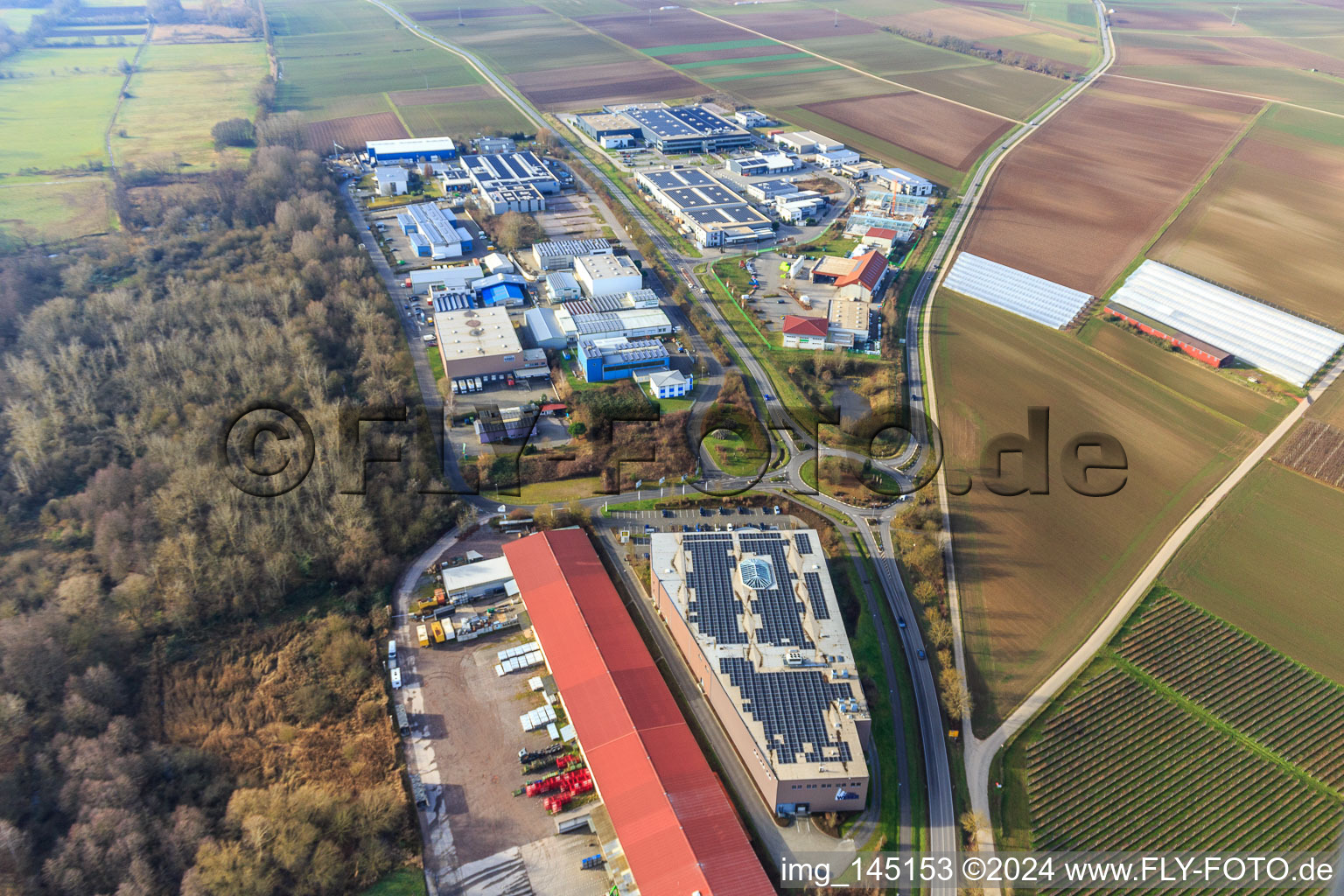 Vue aérienne de Parc commercial W et W II à Herxheim bei Landau dans le département Rhénanie-Palatinat, Allemagne