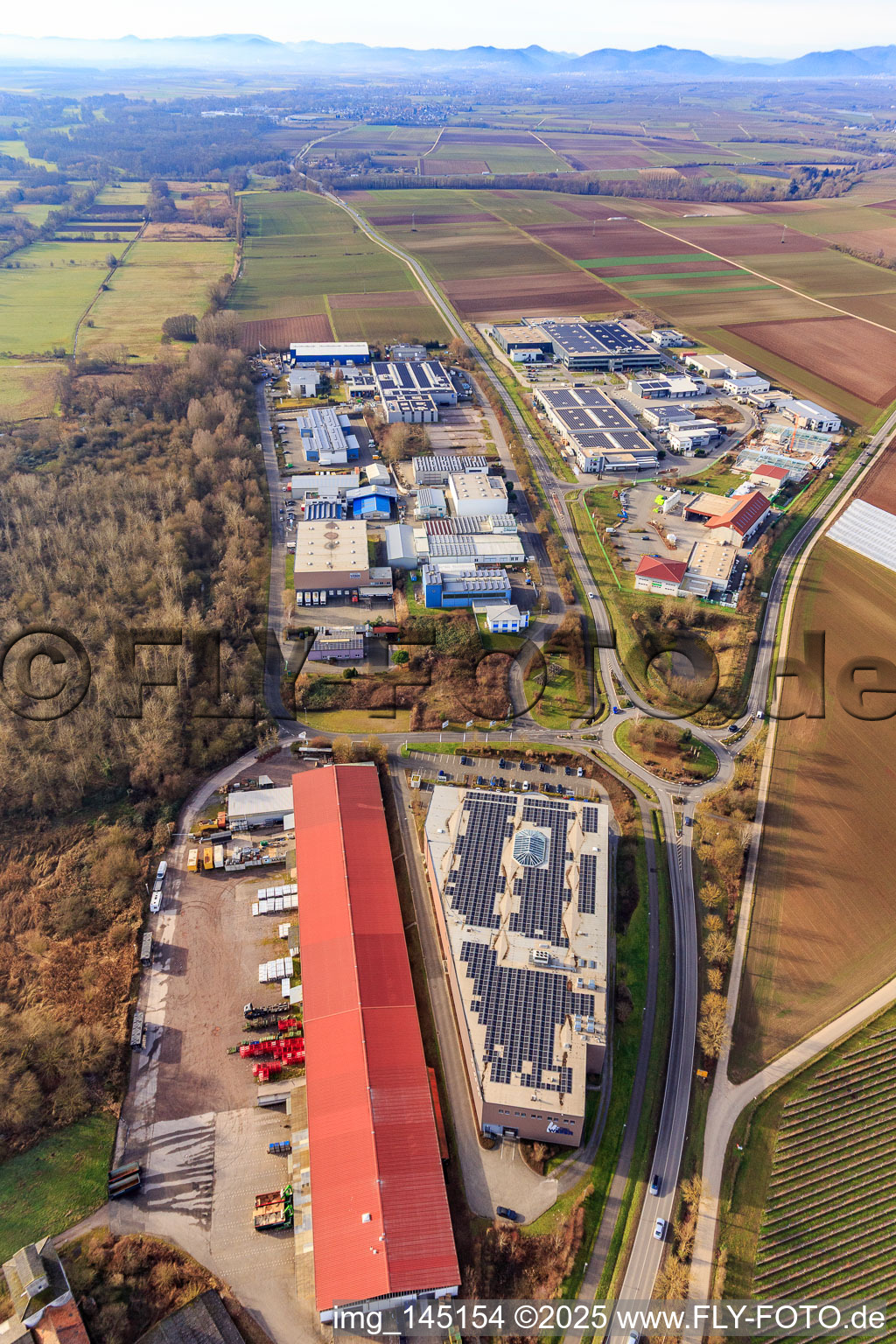 Vue aérienne de Parc commercial W et W II à Herxheim bei Landau dans le département Rhénanie-Palatinat, Allemagne