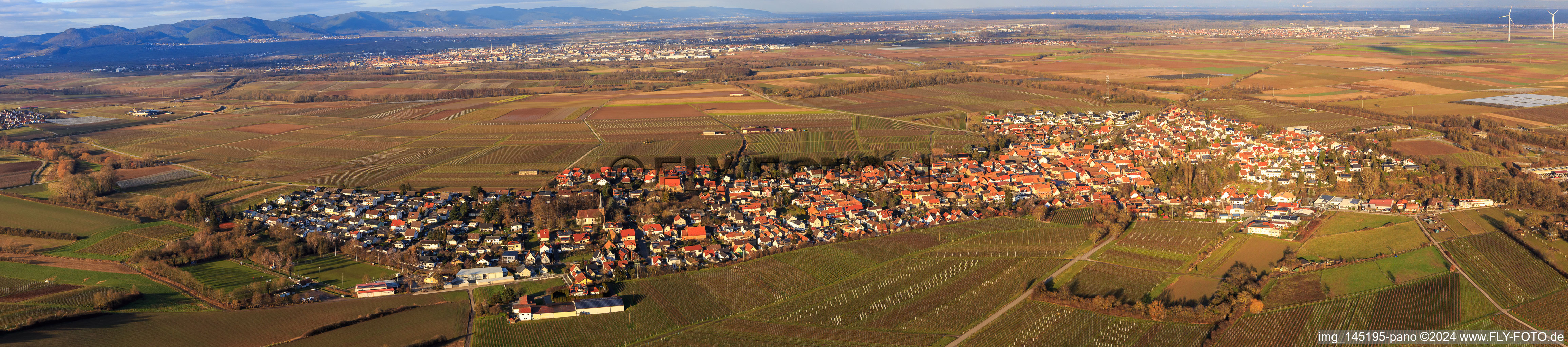 Vue aérienne de Vue de la ville depuis le sud à Insheim dans le département Rhénanie-Palatinat, Allemagne