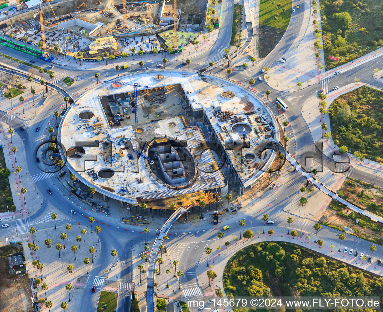 Photographie aérienne de Chantier de construction de la Torre Entrenucleos dans le quartier Urb. San Federico Echaguy à Dos Hermanas dans le département Séville, Espagne