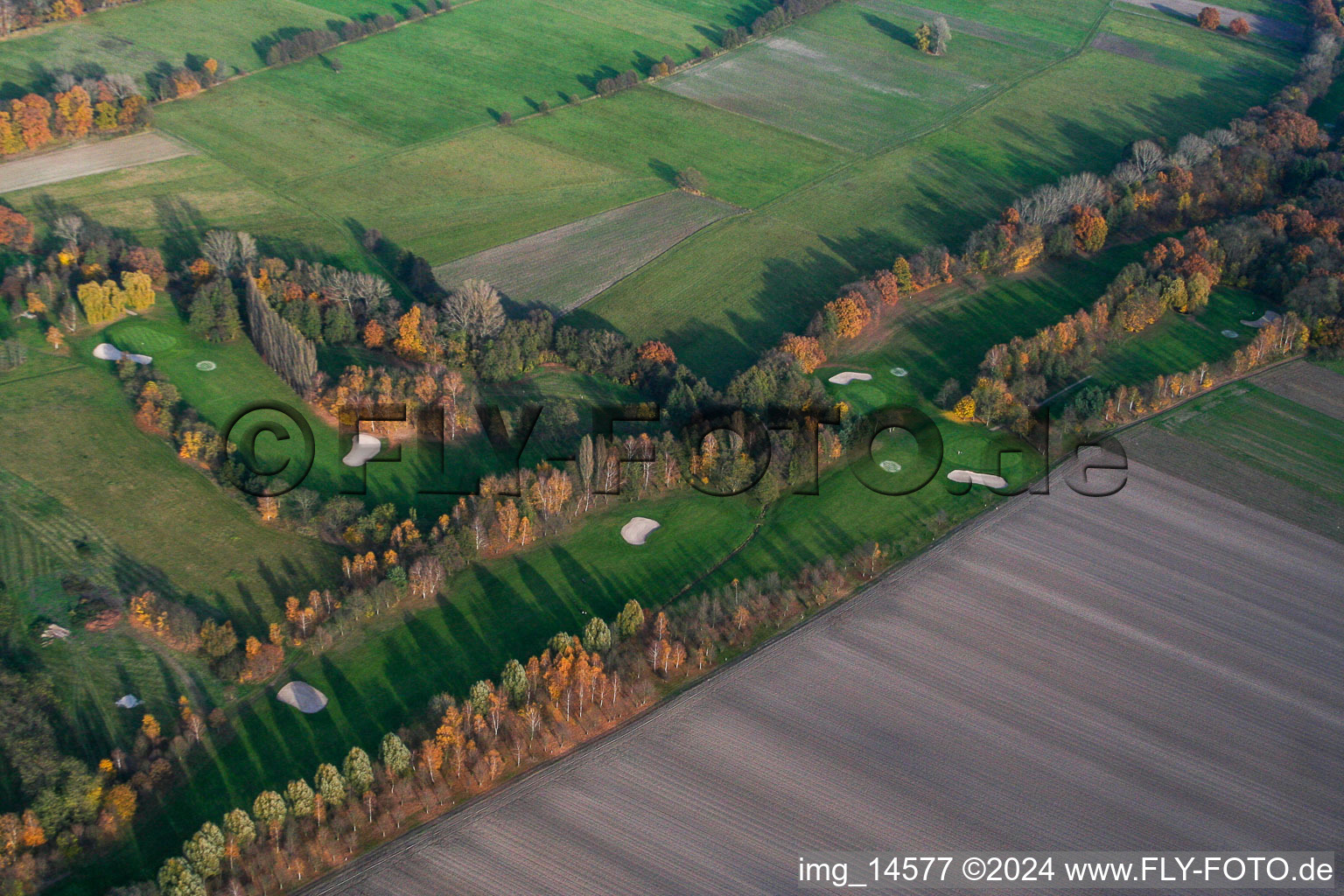 Vue aérienne de Terrain de golf du Golf Club Pfalz à le quartier Geinsheim in Neustadt an der Weinstraße dans le département Rhénanie-Palatinat, Allemagne