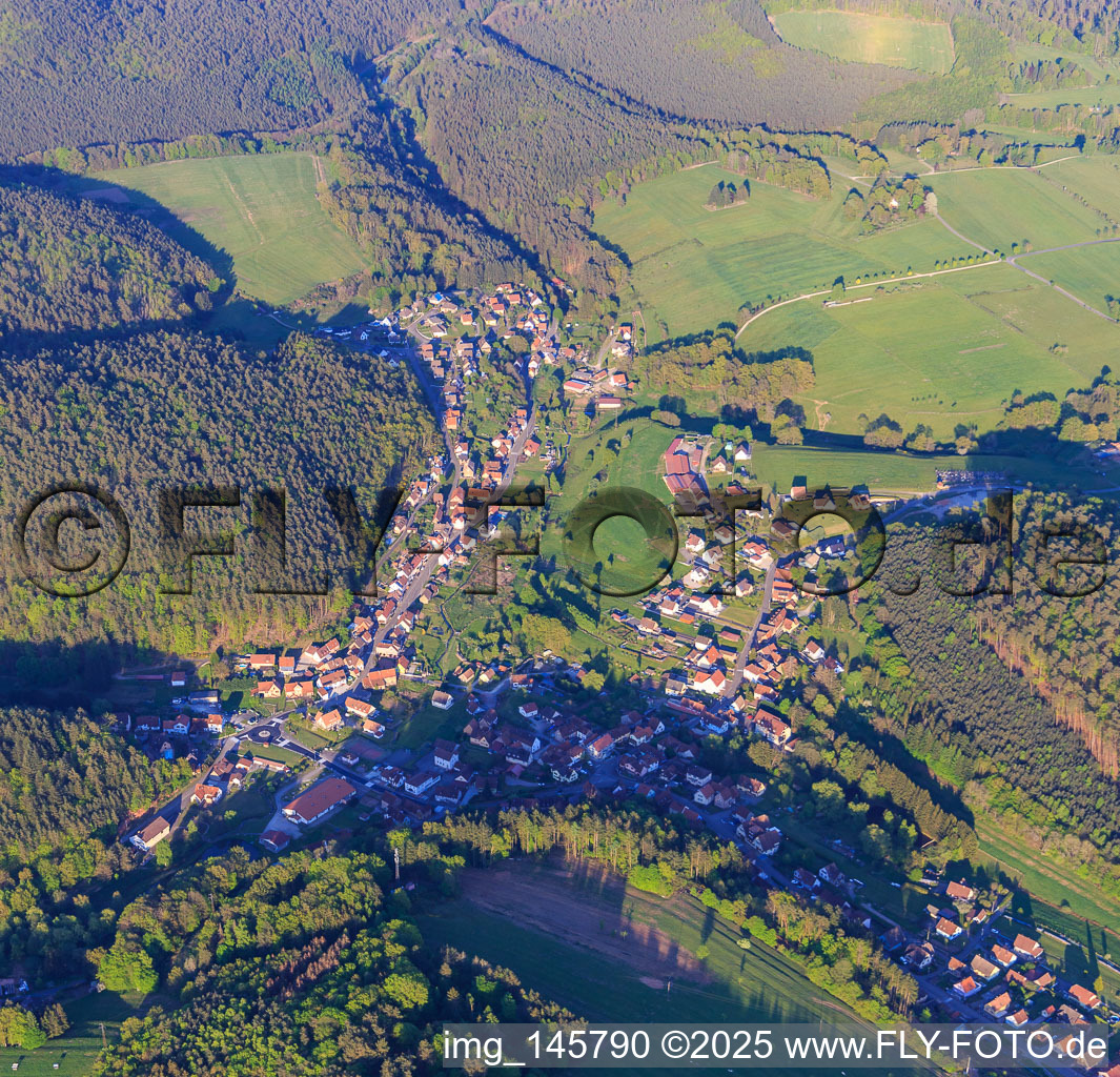 Vue aérienne de Vue des Vosges du Nord depuis l'ouest à Reipertswiller dans le département Bas Rhin, France