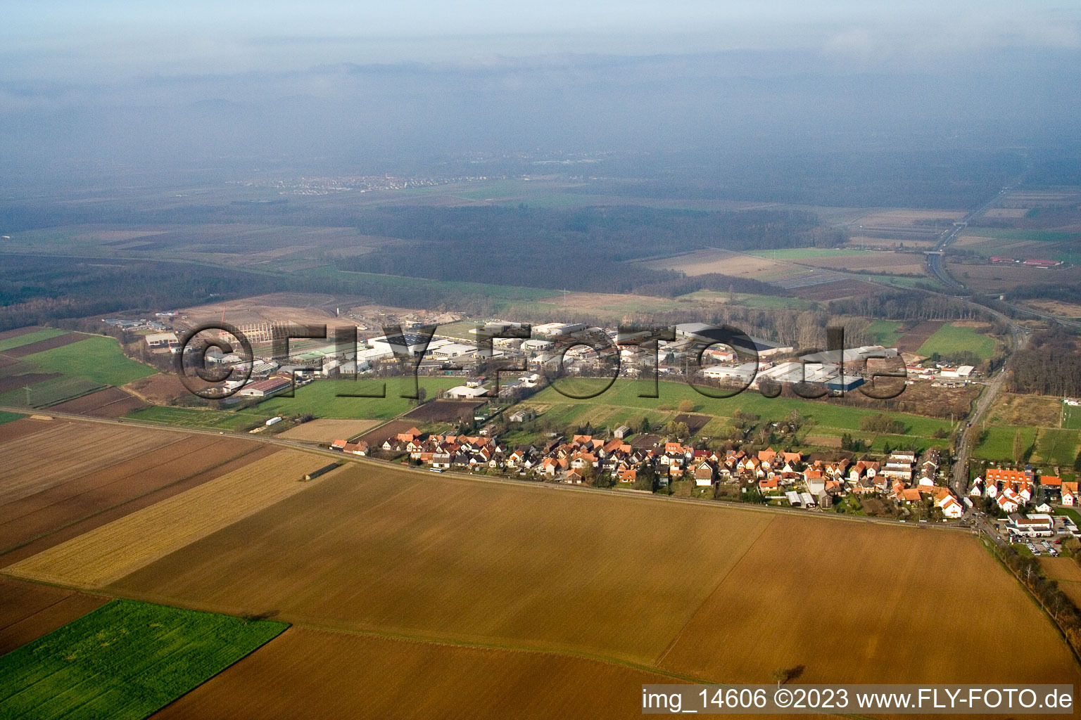 Photographie aérienne de Zone industrielle d'Am Horst à le quartier Minderslachen in Kandel dans le département Rhénanie-Palatinat, Allemagne