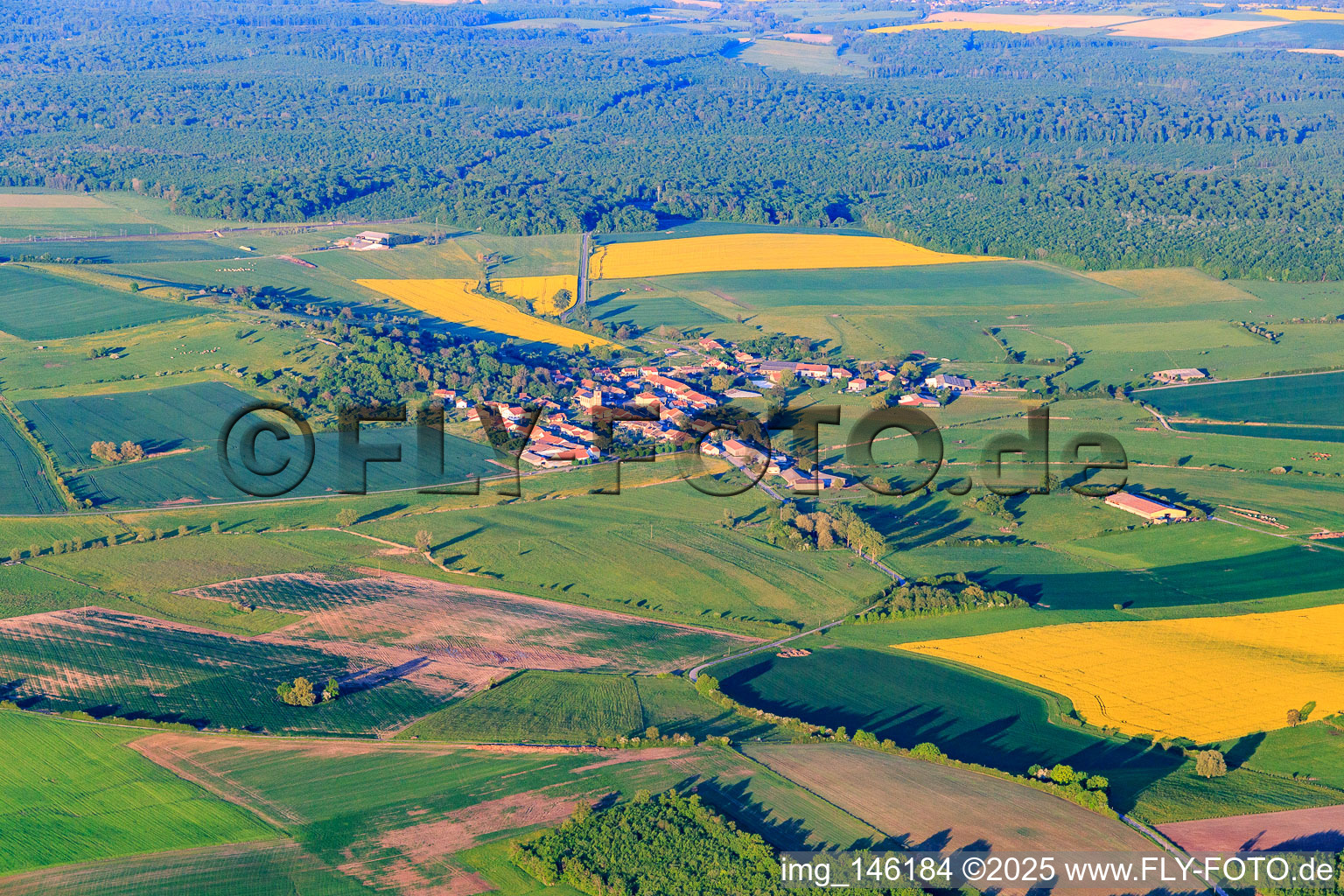 Vue aérienne de Le district de BISPING vu de l'ouest à Belles-Forêts dans le département Moselle, France