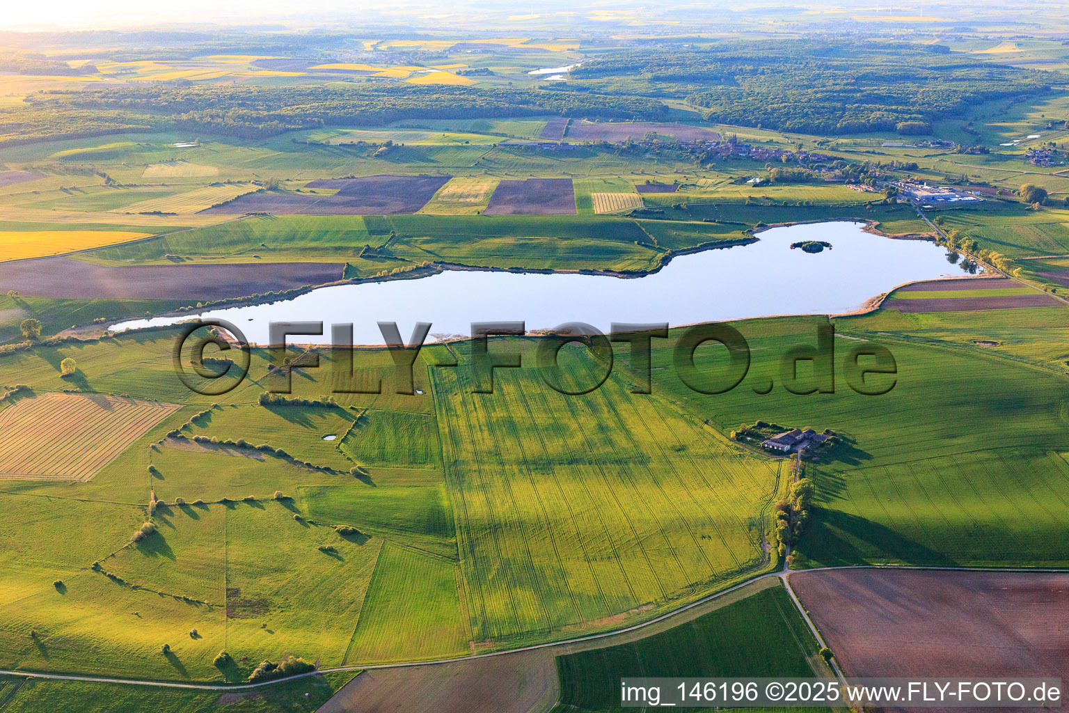 Vue aérienne de Étang Rouge à Insviller dans le département Moselle, France