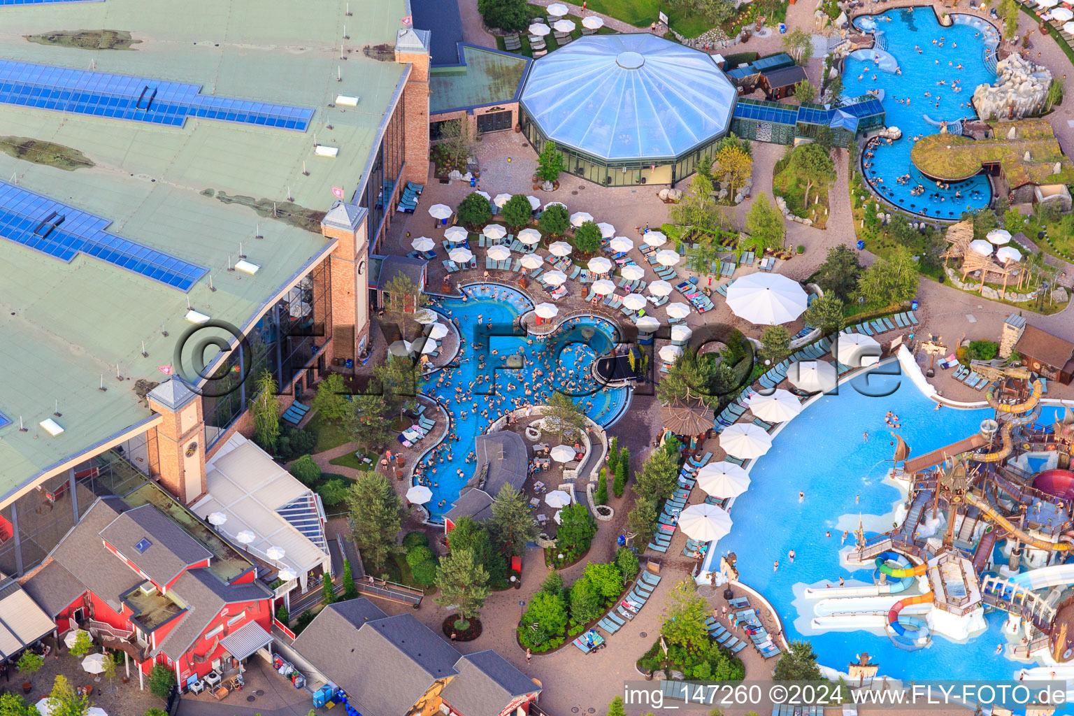 Vue aérienne de Temple Frigg de Rulantica dans Europa Park Rust à Rust dans le département Bade-Wurtemberg, Allemagne