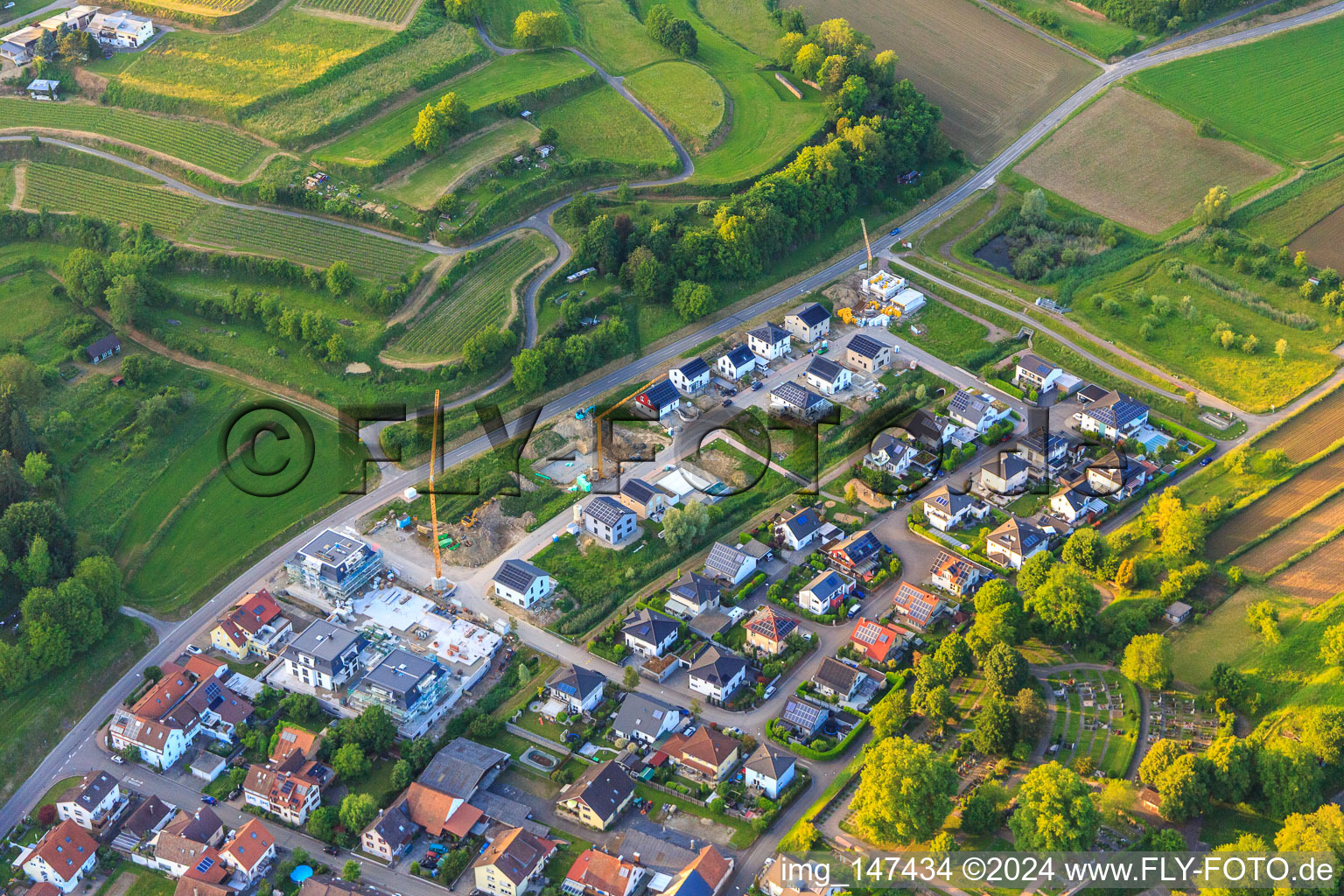 Vue aérienne de Nouvelle zone de développement Fernecker Tal à Malterdingen dans le département Bade-Wurtemberg, Allemagne
