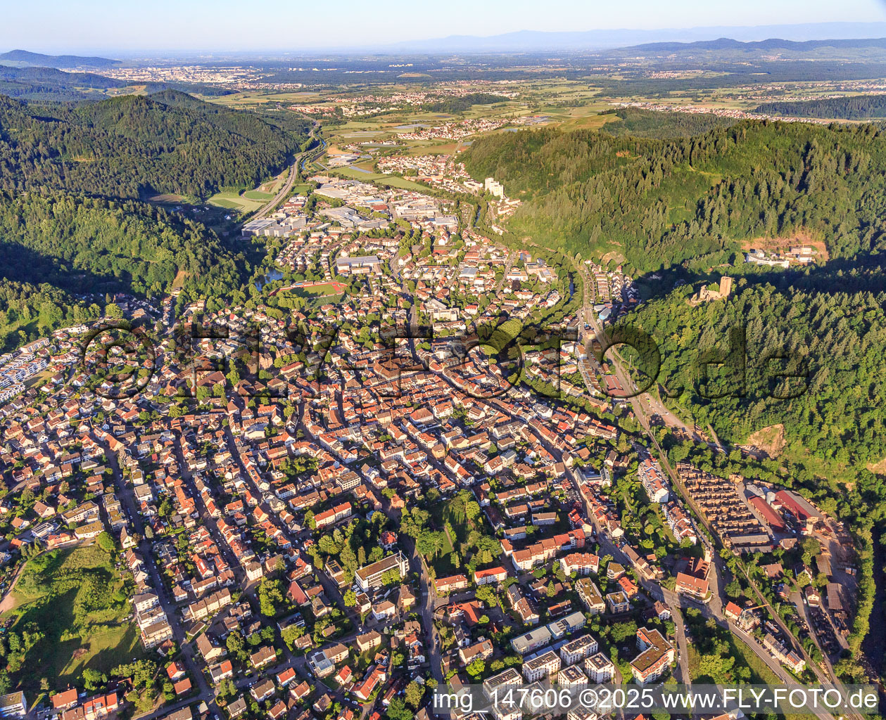 Vue aérienne de Vue d'ensemble de la ville depuis le nord-est à Waldkirch dans le département Bade-Wurtemberg, Allemagne