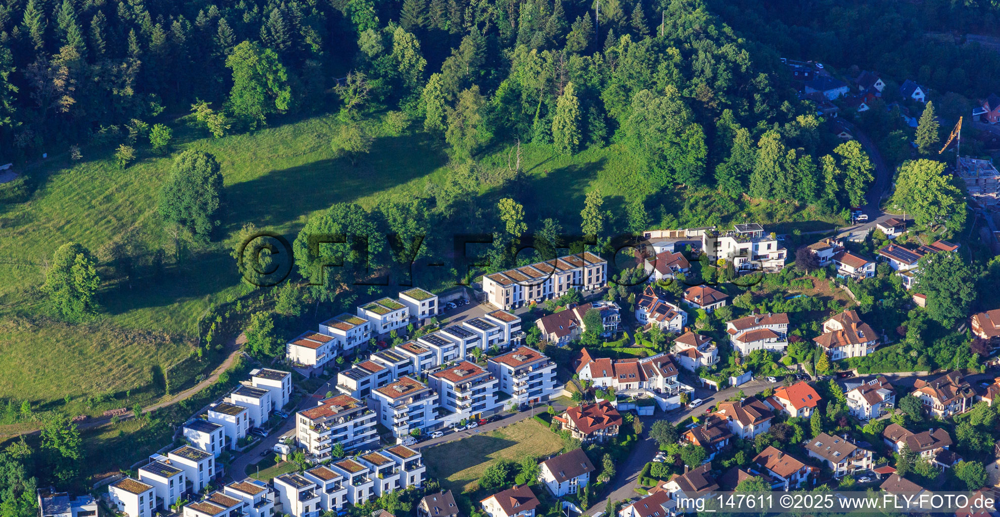 Vue aérienne de Nouvelle zone de développement Anneliese-Licht-Straße à Waldkirch dans le département Bade-Wurtemberg, Allemagne