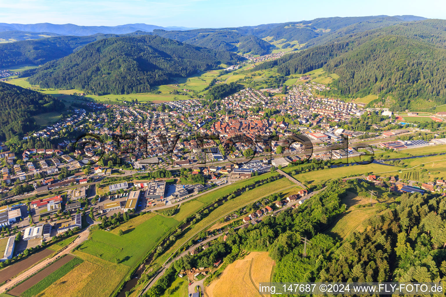 Vue aérienne de Vue de la ville depuis le nord à Haslach im Kinzigtal dans le département Bade-Wurtemberg, Allemagne