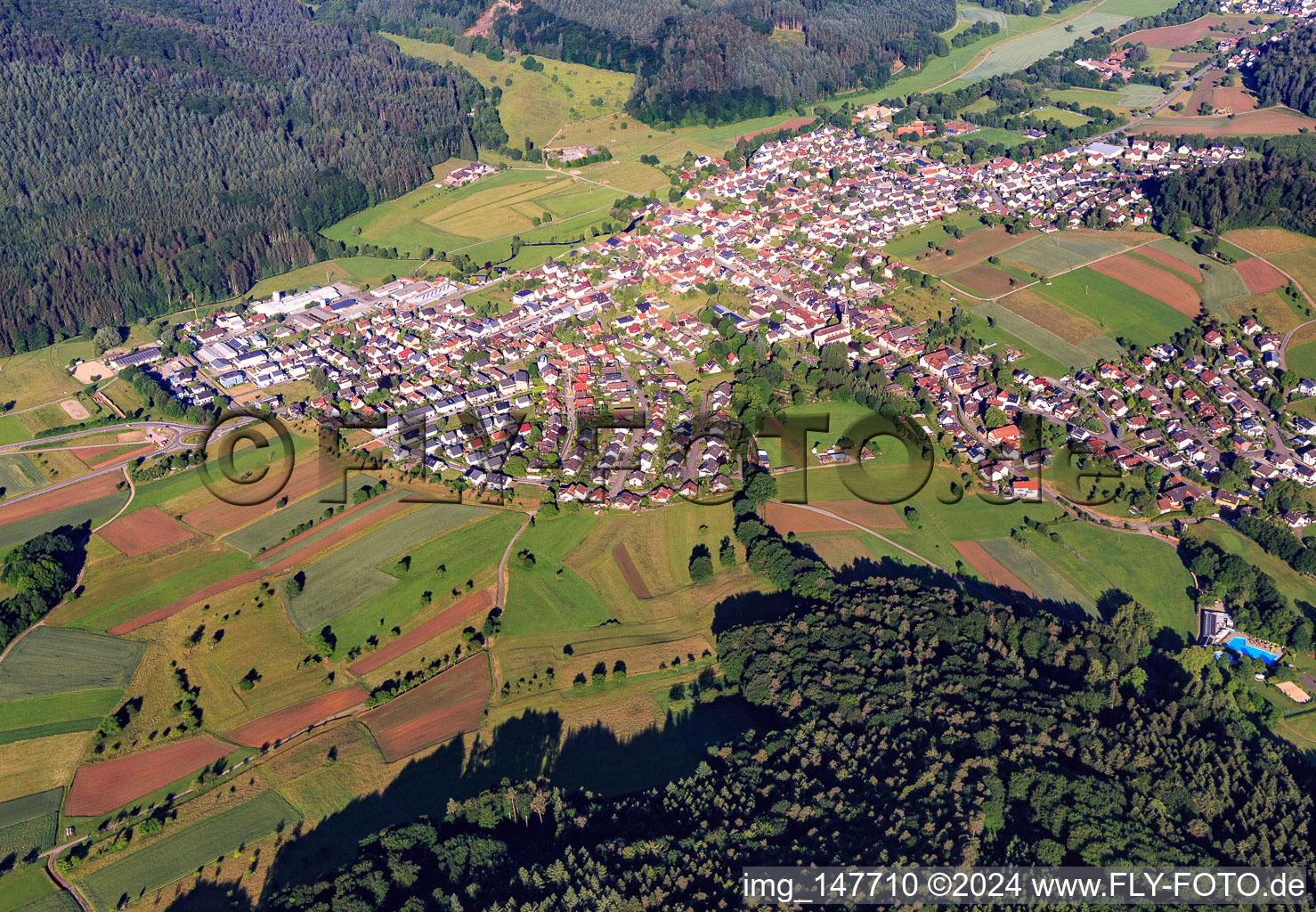 Vue aérienne de Vue du Schuttertal depuis l'est à le quartier Reichenbach in Lahr dans le département Bade-Wurtemberg, Allemagne