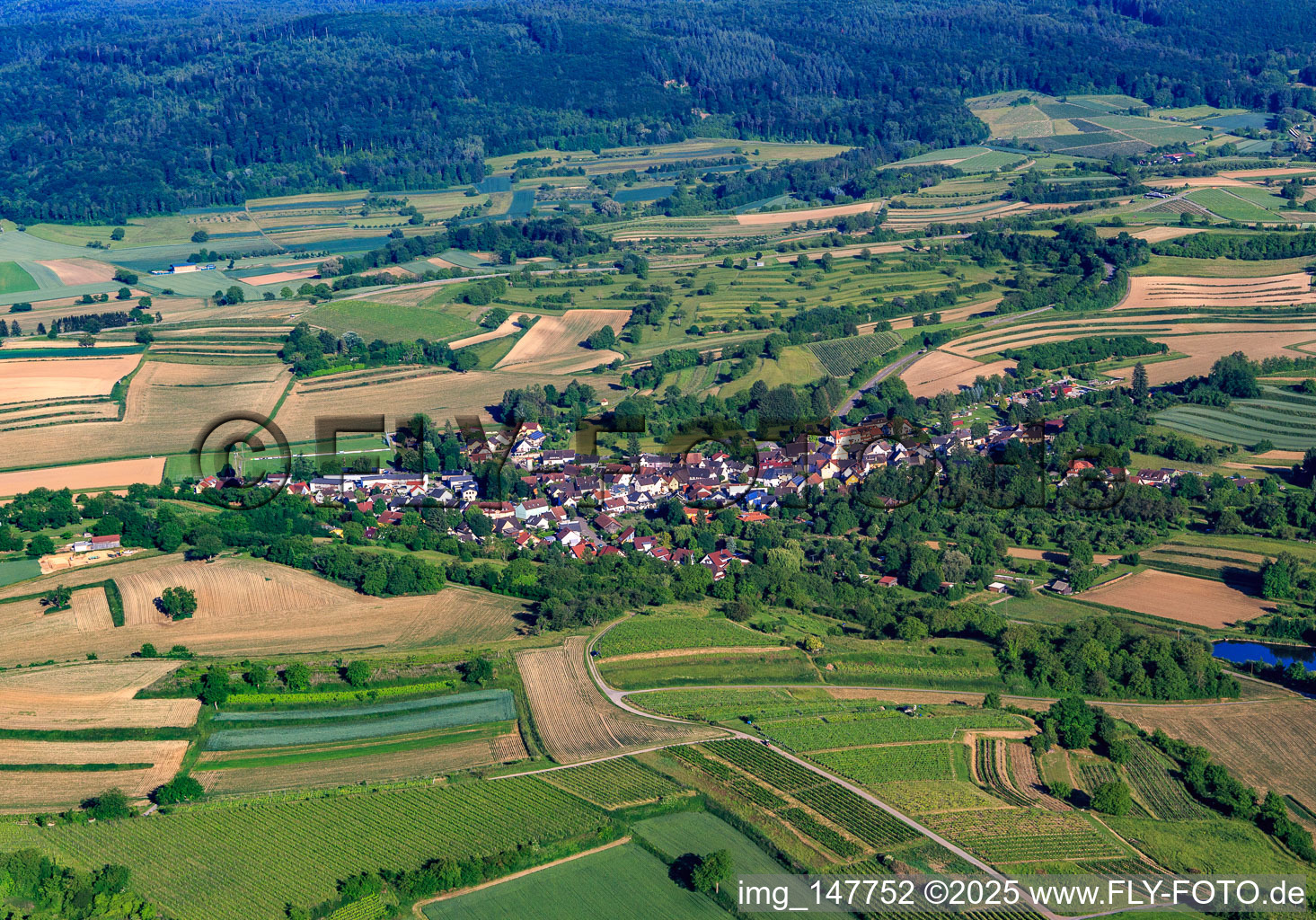 Vue aérienne de Vue du village depuis le nord-ouest à le quartier Ettenheimweiler in Ettenheim dans le département Bade-Wurtemberg, Allemagne