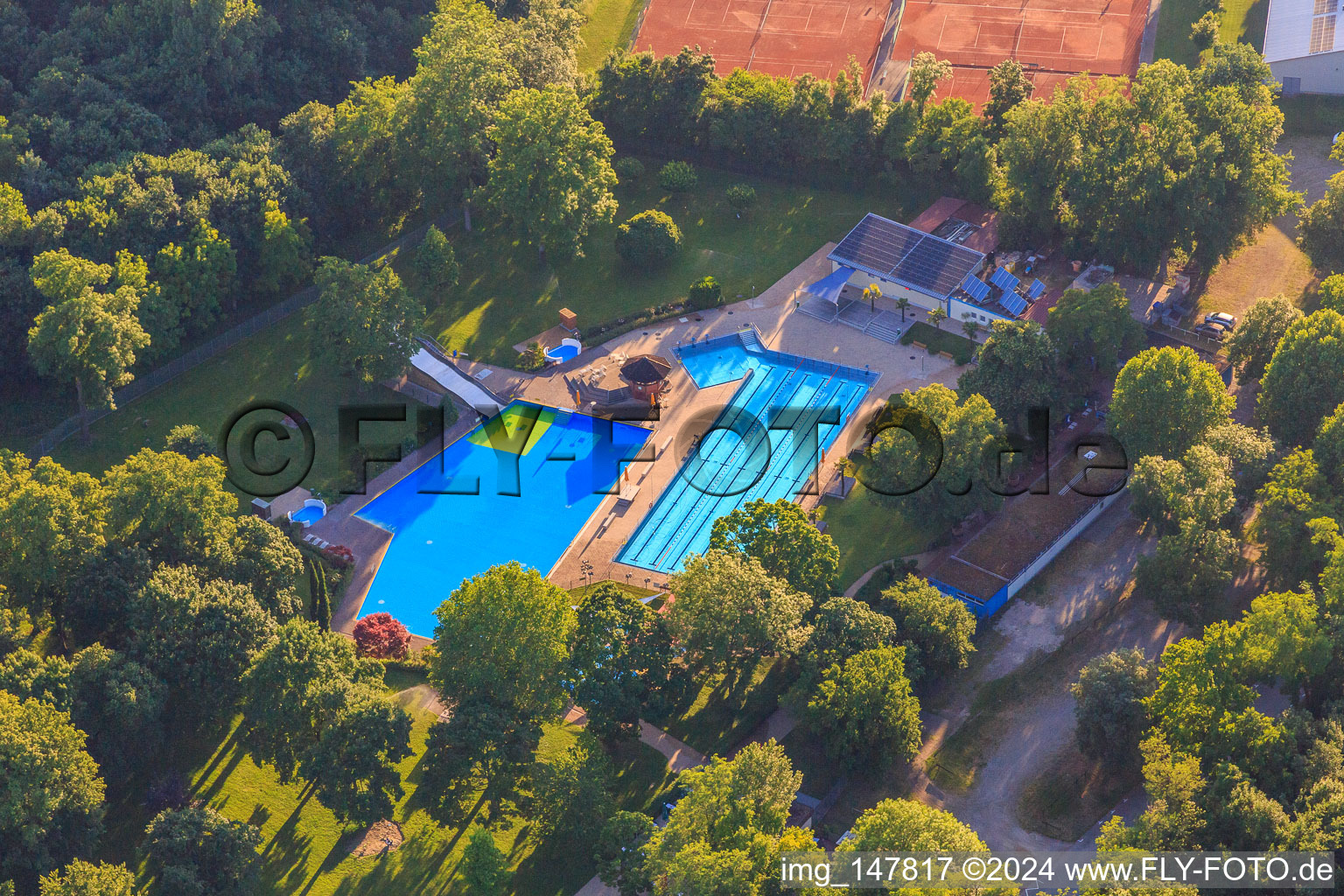 Vue aérienne de Piscine de la forêt de Breisach à Breisach am Rhein dans le département Bade-Wurtemberg, Allemagne