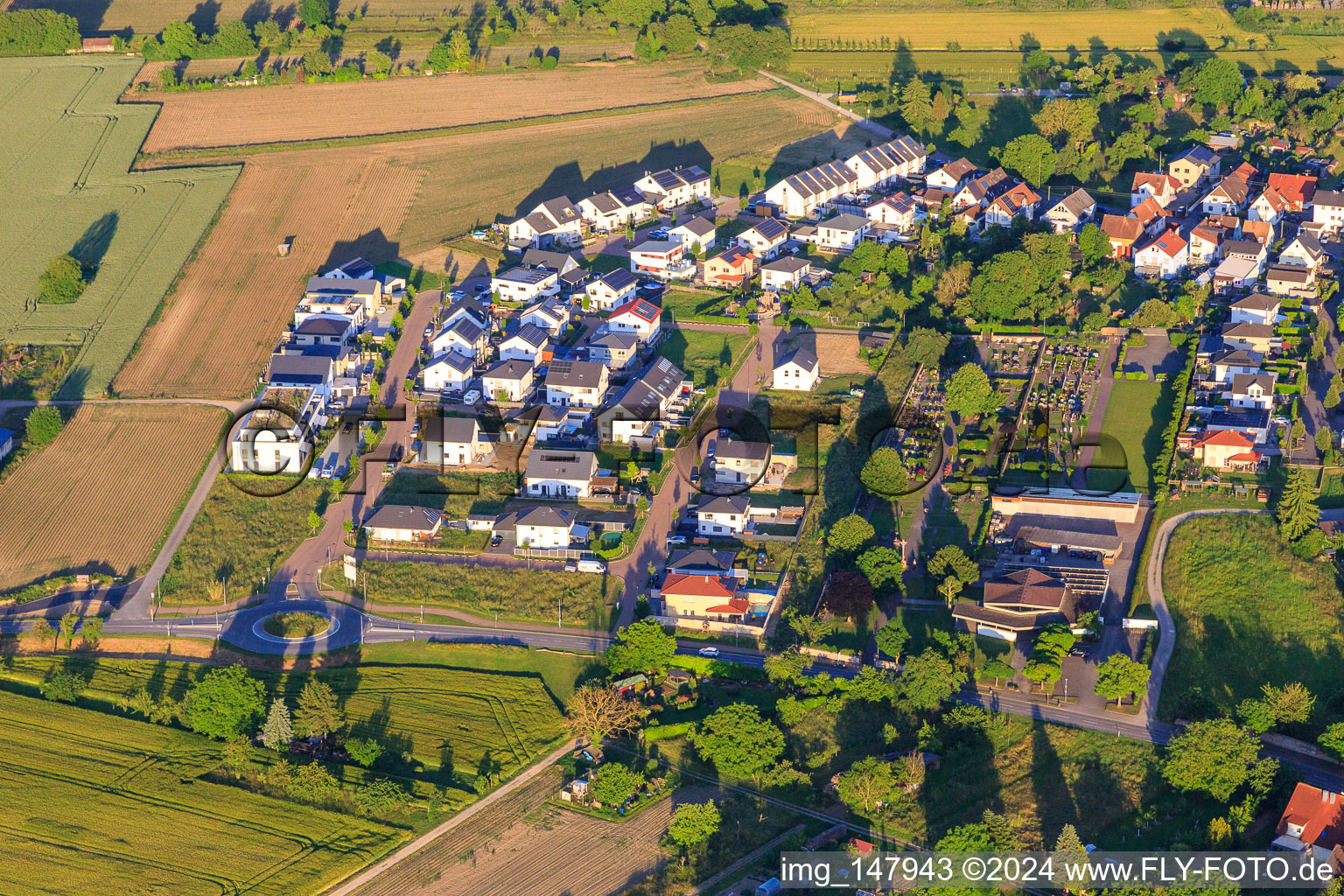 Vue aérienne de Nouvelle zone de développement Wellinger Straße à Wyhl am Kaiserstuhl dans le département Bade-Wurtemberg, Allemagne