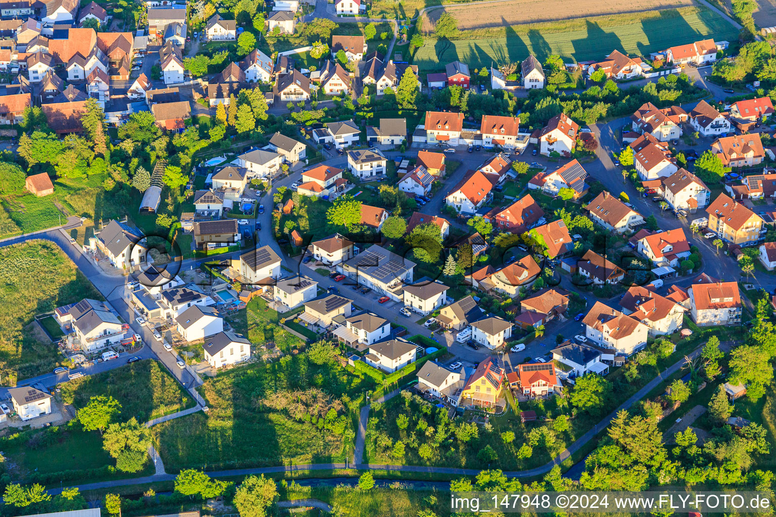 Vue aérienne de Oberwörthstraße à Weisweil dans le département Bade-Wurtemberg, Allemagne