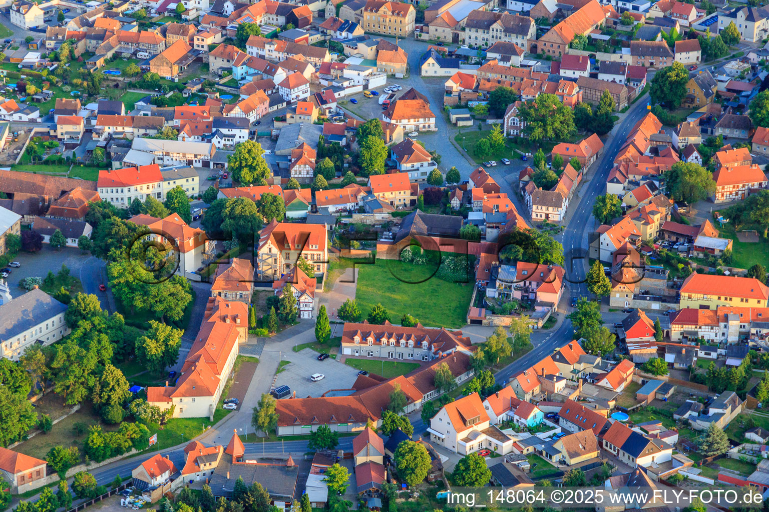 Vue aérienne de Domaine et école primaire Prinzenhaus à le quartier Hoym in Seeland dans le département Saxe-Anhalt, Allemagne