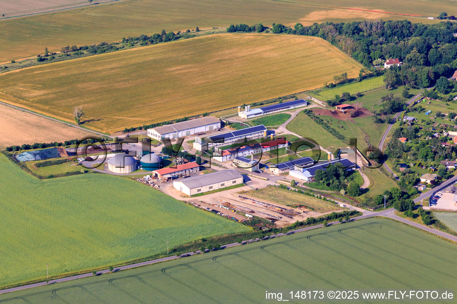 Vue aérienne de Élevage de poulets Quenstedt et usine de biogaz Quenstedt - BALANCE Renewable Energies GmbH à le quartier Quenstedt in Arnstein dans le département Saxe-Anhalt, Allemagne