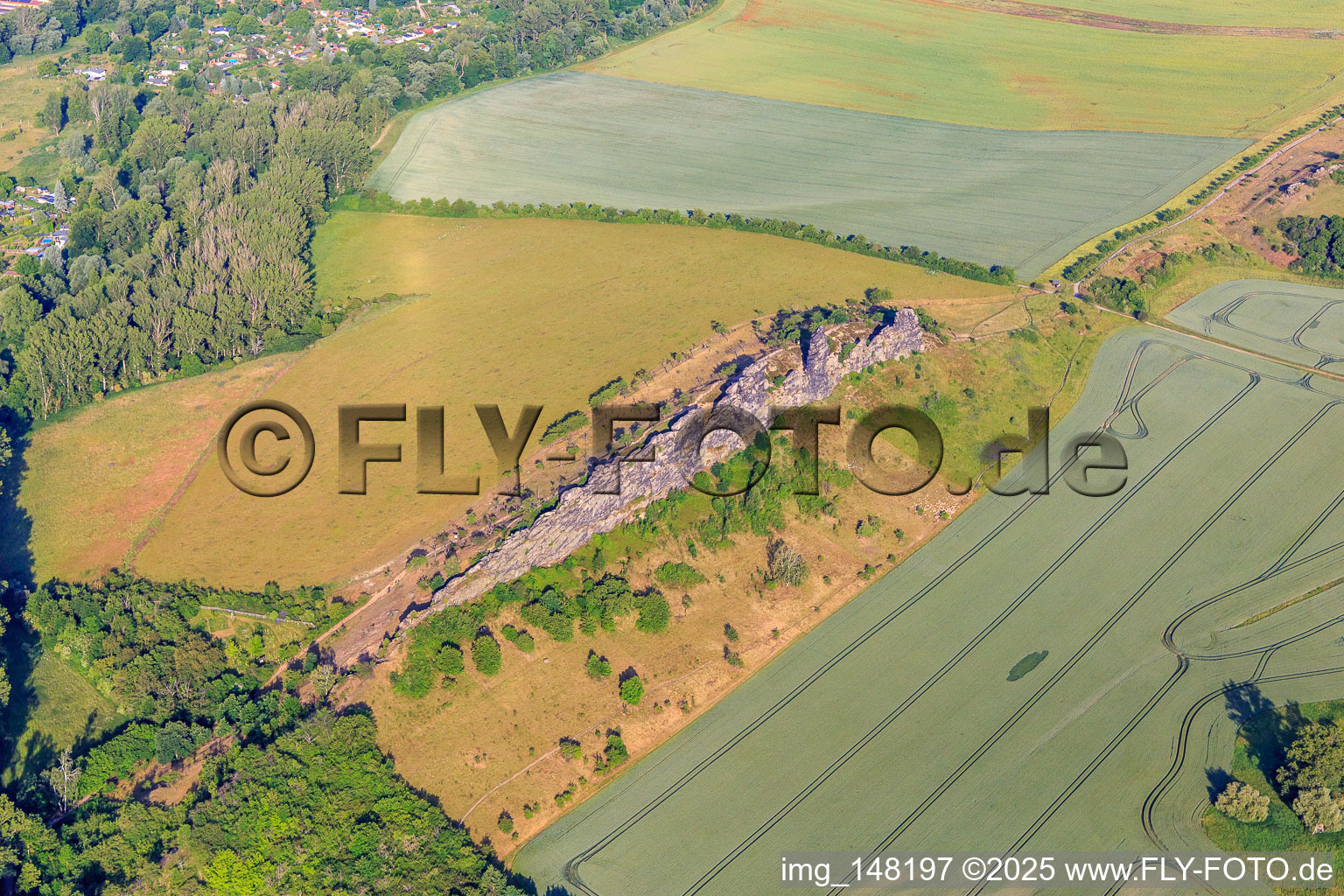 Mur du Diable (Königstein) à le quartier Weddersleben in Thale dans le département Saxe-Anhalt, Allemagne depuis l'avion