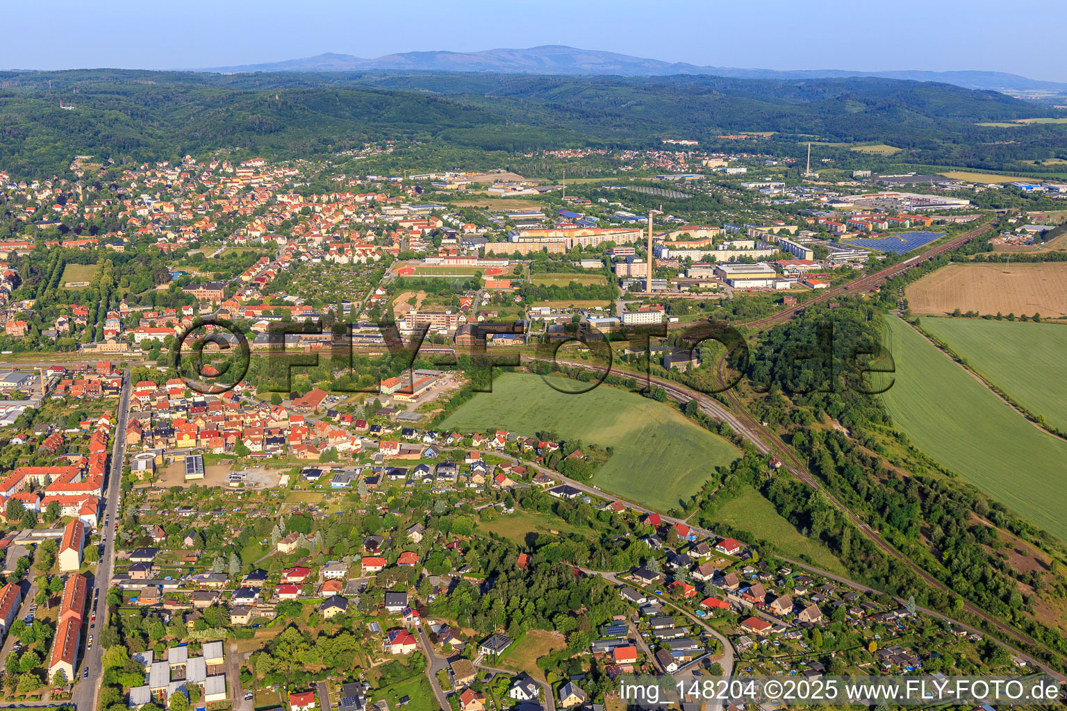 Vue aérienne de Gleisdreieck à Blankenburg dans le département Saxe-Anhalt, Allemagne