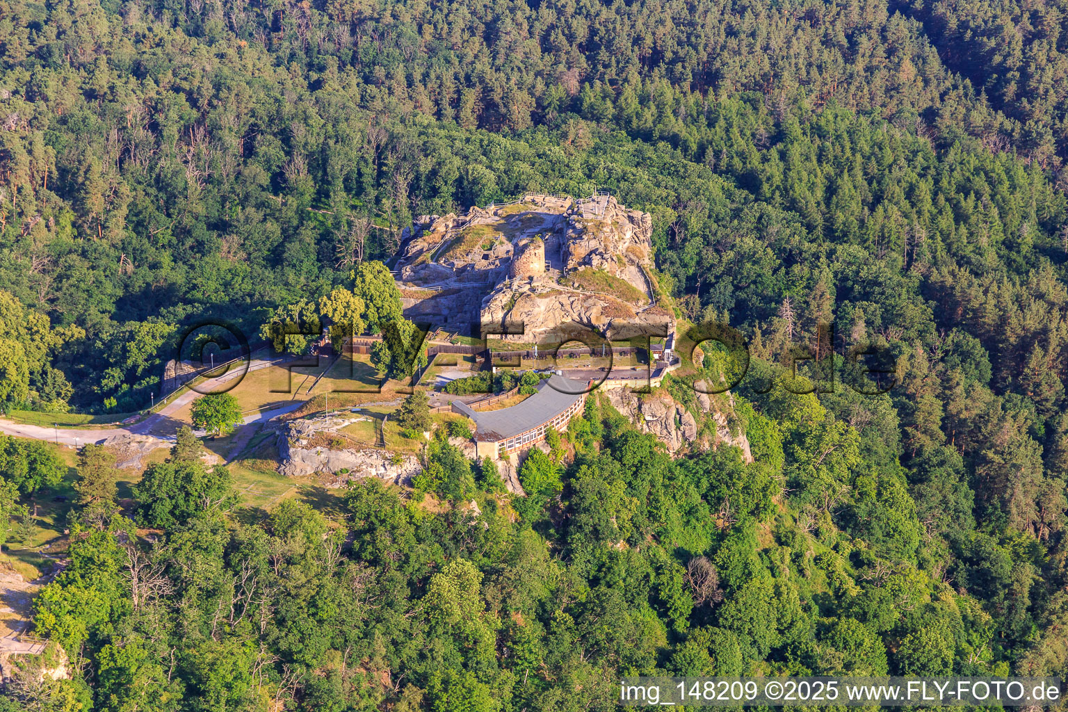 Enregistrement par drone de Château et forteresse de Regenstein à Blankenburg dans le département Saxe-Anhalt, Allemagne