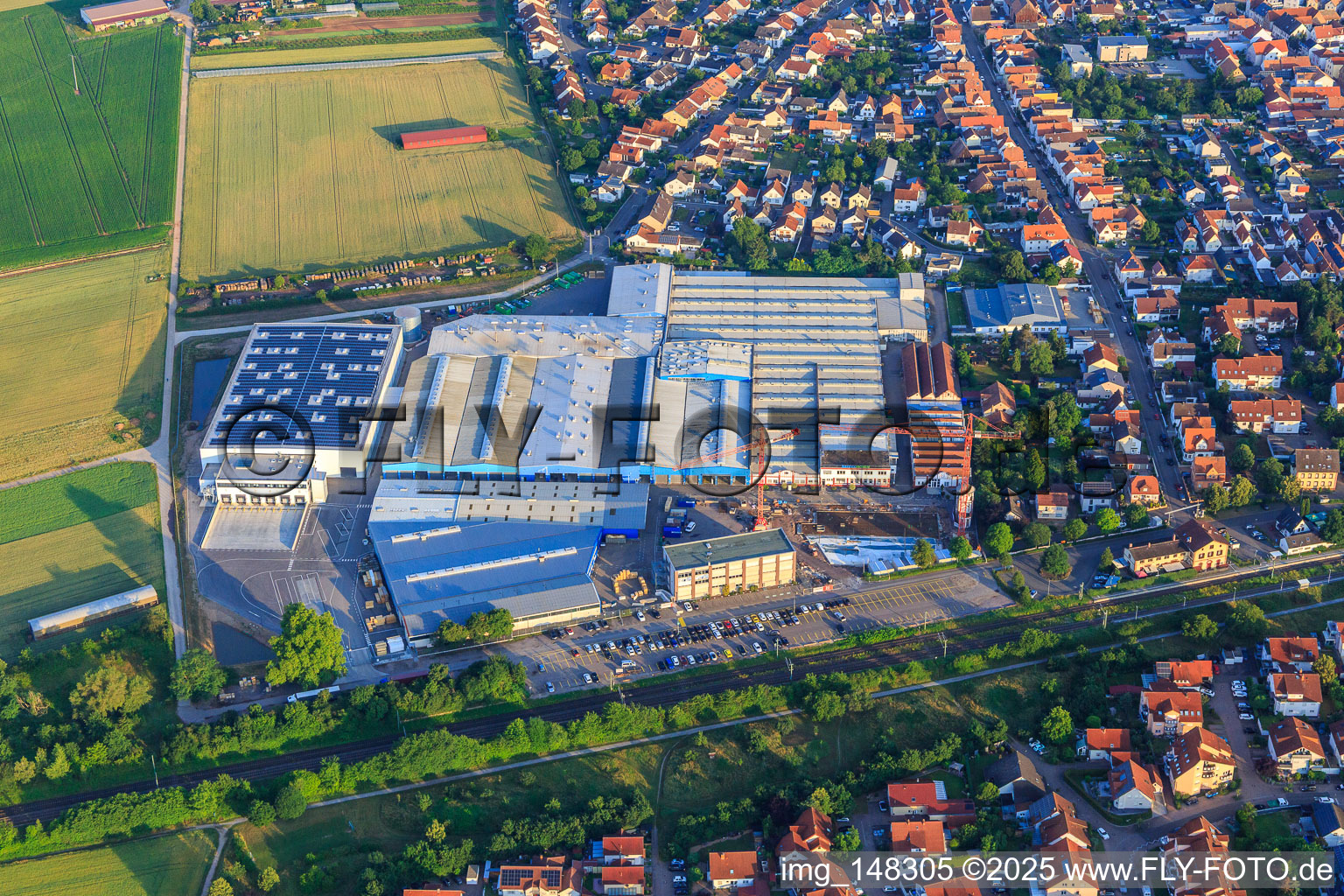 Vue aérienne de Travaux de construction dans les locaux de Kardex Remstar à Bellheim dans le département Rhénanie-Palatinat, Allemagne