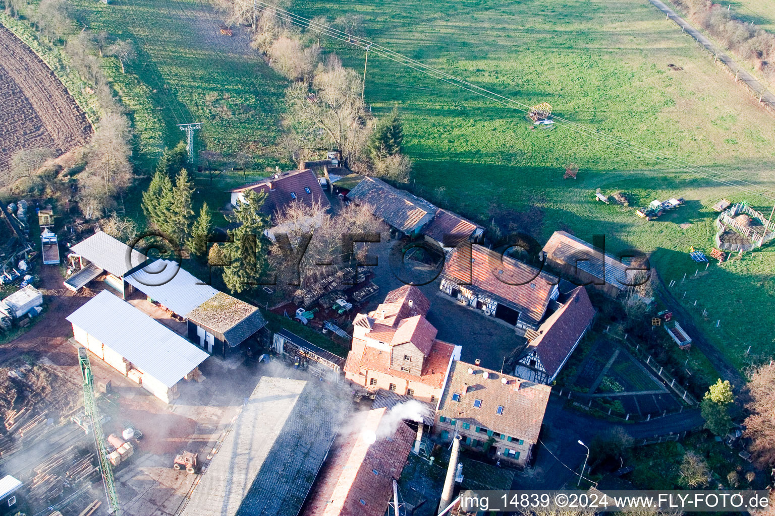 Moulin Schaidter à le quartier Schaidt in Wörth am Rhein dans le département Rhénanie-Palatinat, Allemagne vue d'en haut