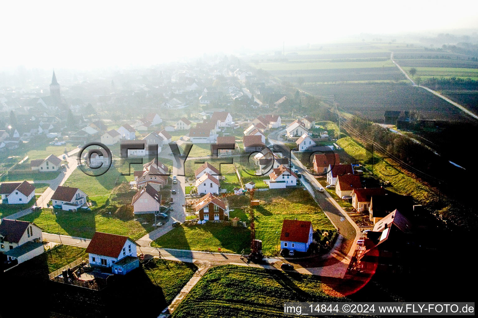 Quartier Schaidt in Wörth am Rhein dans le département Rhénanie-Palatinat, Allemagne depuis l'avion