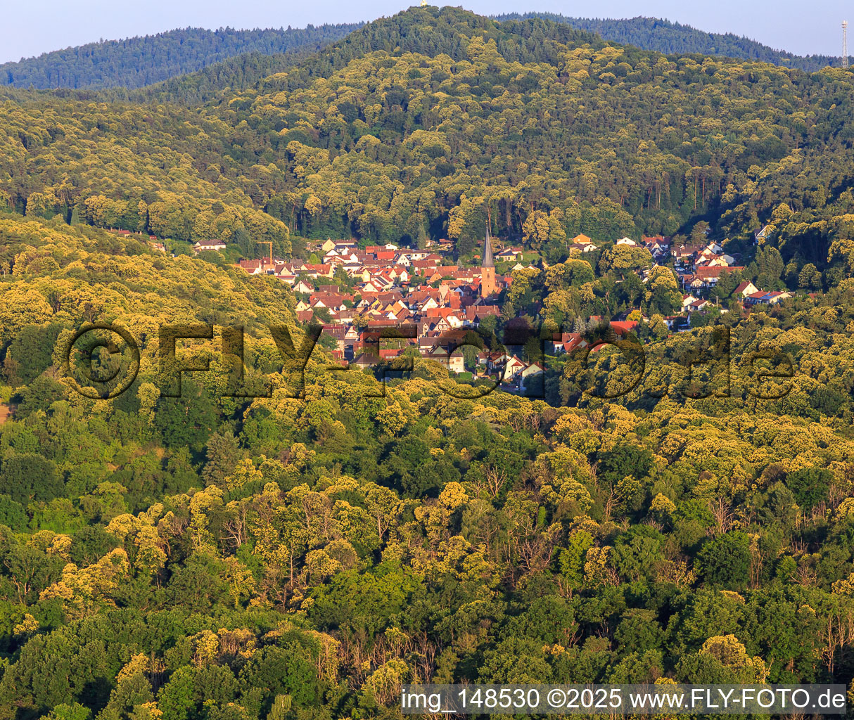 Vue aérienne de Vue du village depuis l'est à Dörrenbach dans le département Rhénanie-Palatinat, Allemagne