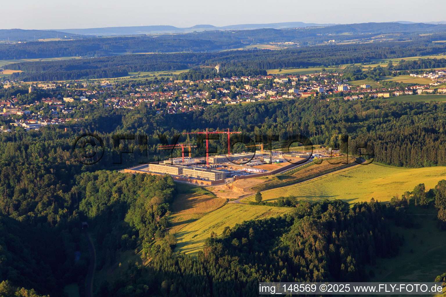 Vue aérienne de Chantier de construction du nouvel établissement pénitentiaire Rottweil à Rottweil dans le département Bade-Wurtemberg, Allemagne